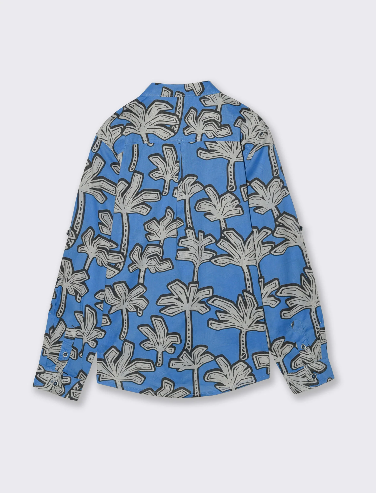 Camicia in cotone con fantasia casual - Blu oceano - Image 2
