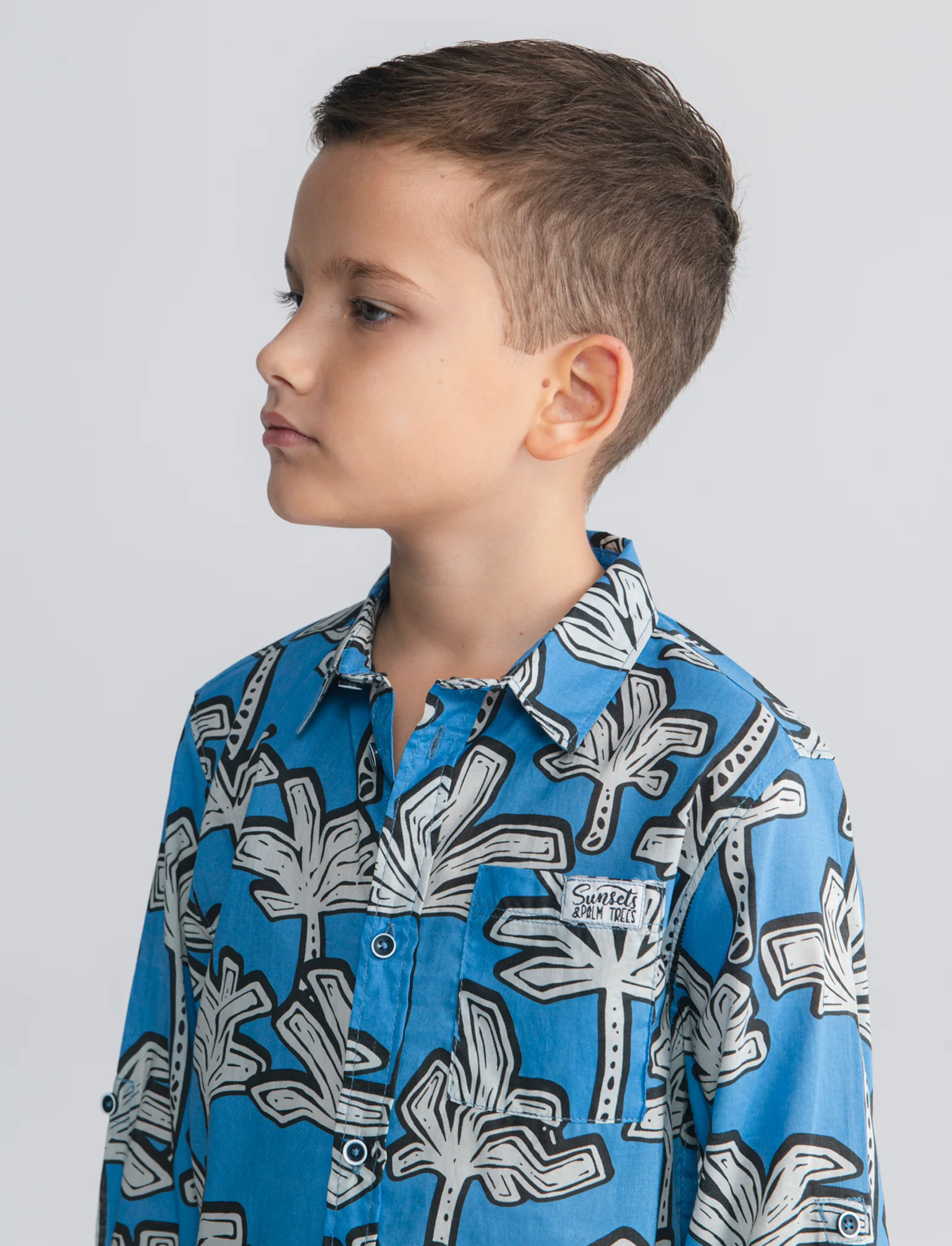 Camicia in cotone con fantasia casual - Blu oceano - Image 4