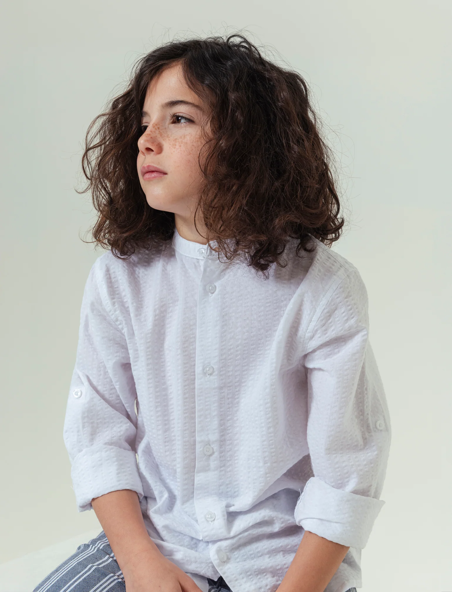 Camicia in cotone goffrato da bambino - Bianco sporco - Image 2