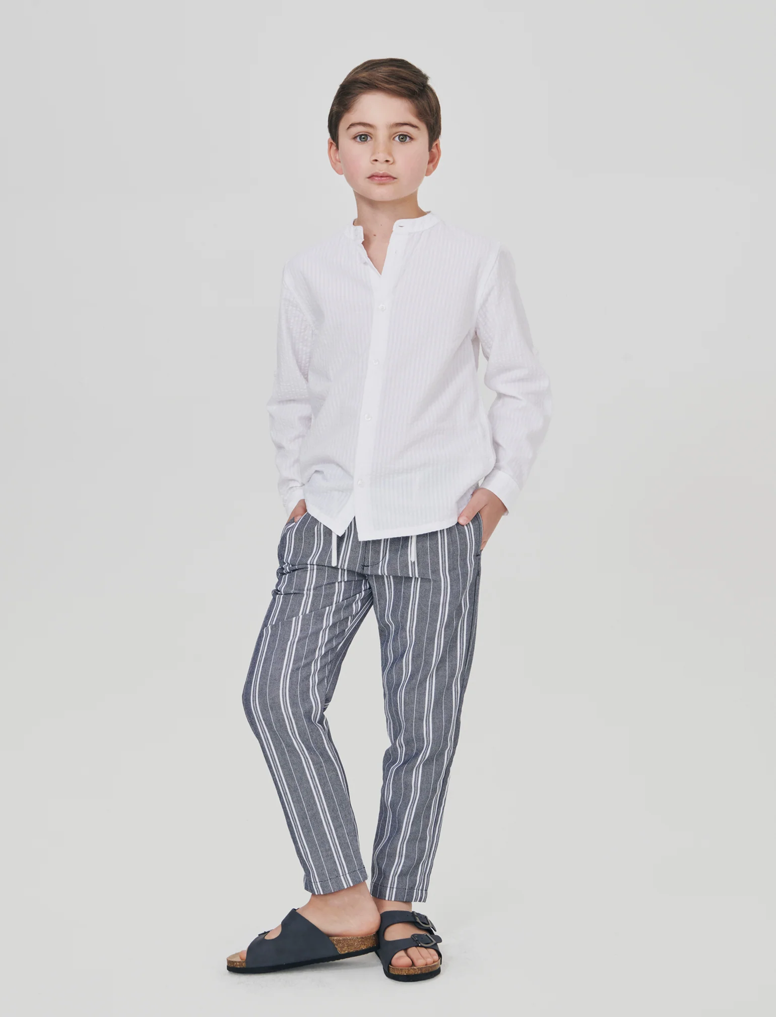 Camicia in cotone goffrato elegante e casual - Bianco - Image 3