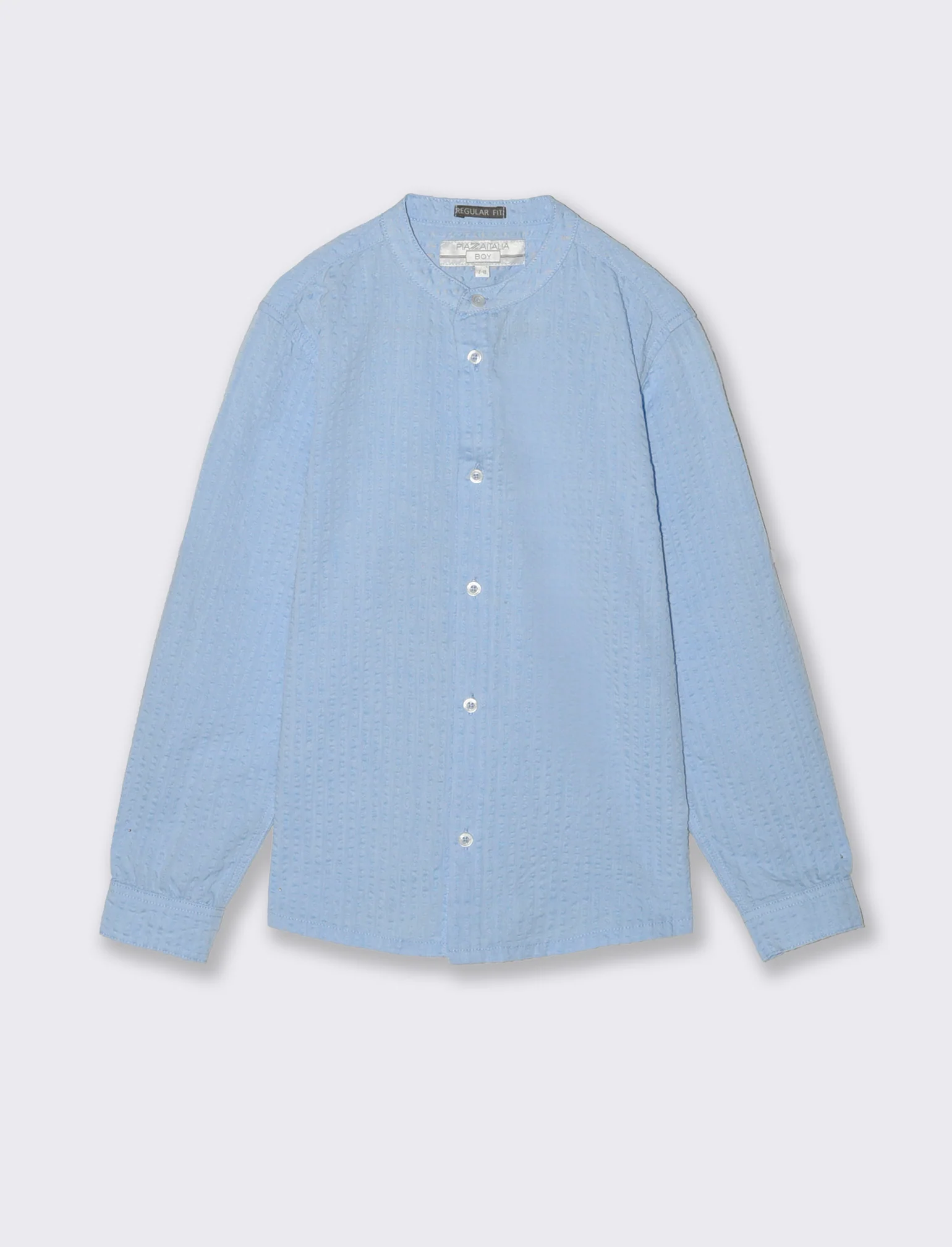 Camicia in cotone goffrato elegante e casual - Celeste