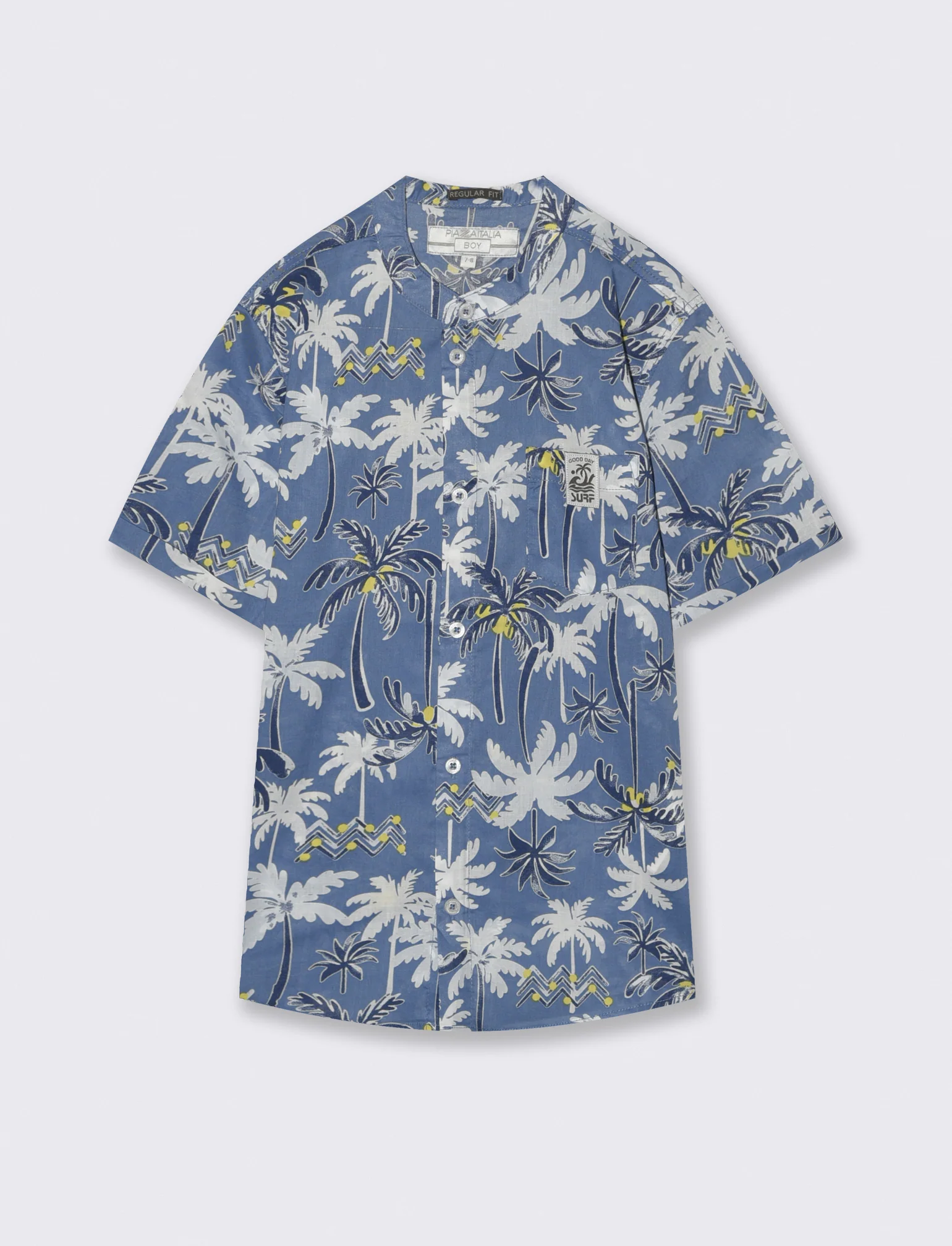 Camicia in cotone leggero fantasia estiva - Blu oceano