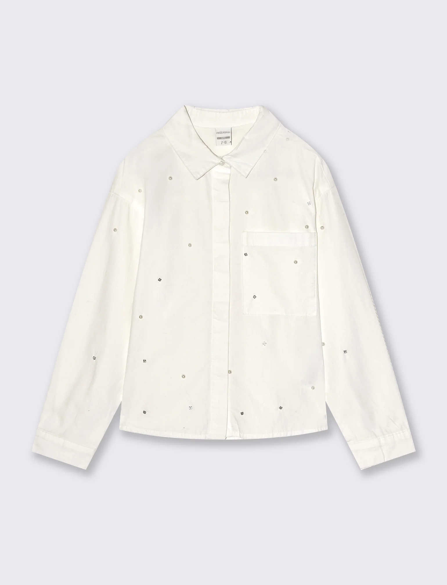 Camicia in cotone manica lunga. - Bianco latte