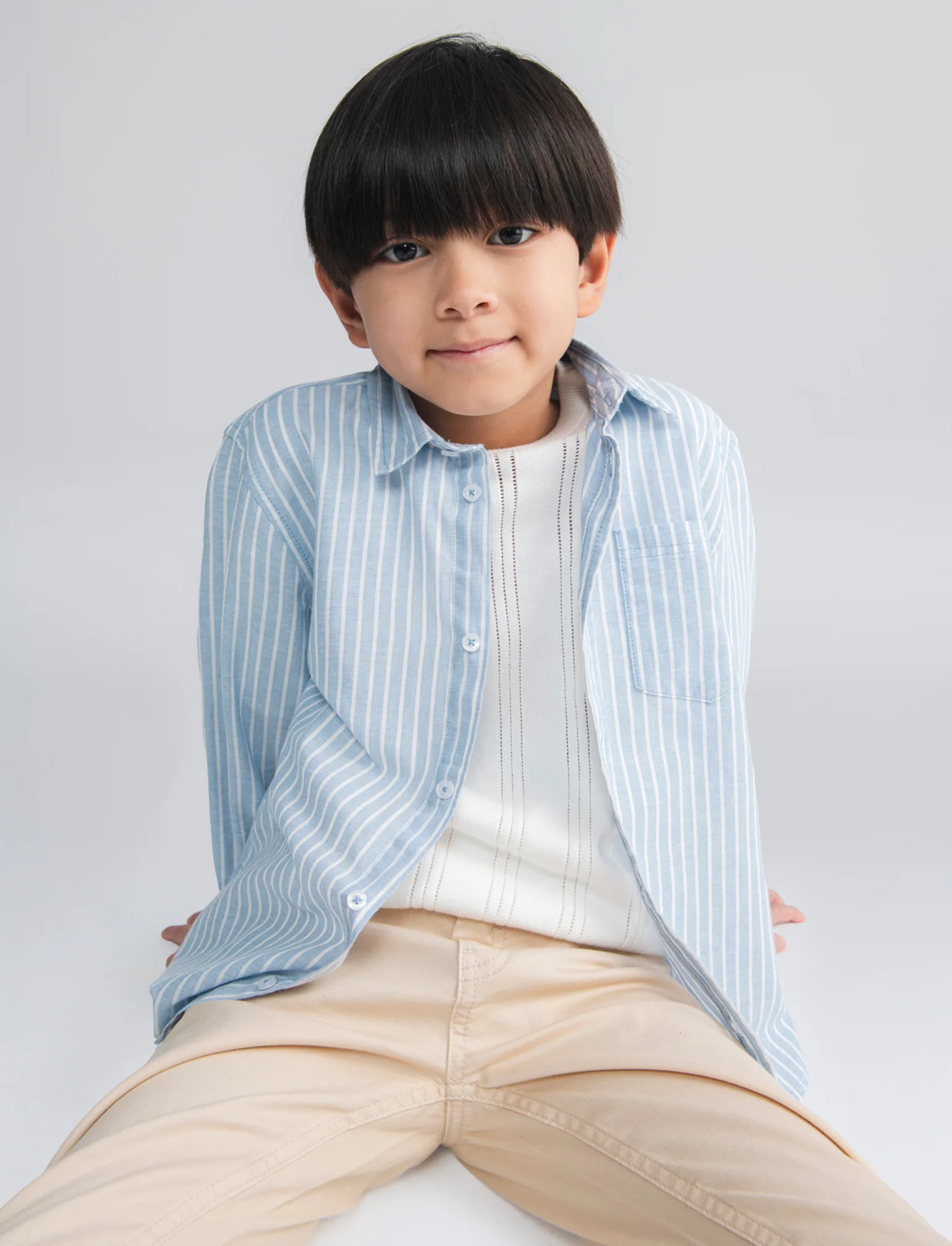 Camicia in cotone rigata con tasca - Righe - Image 3