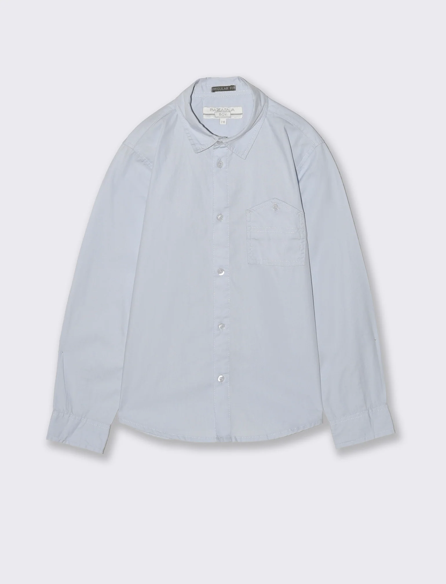 Camicia in cotone tinta unita casual - Azzurro