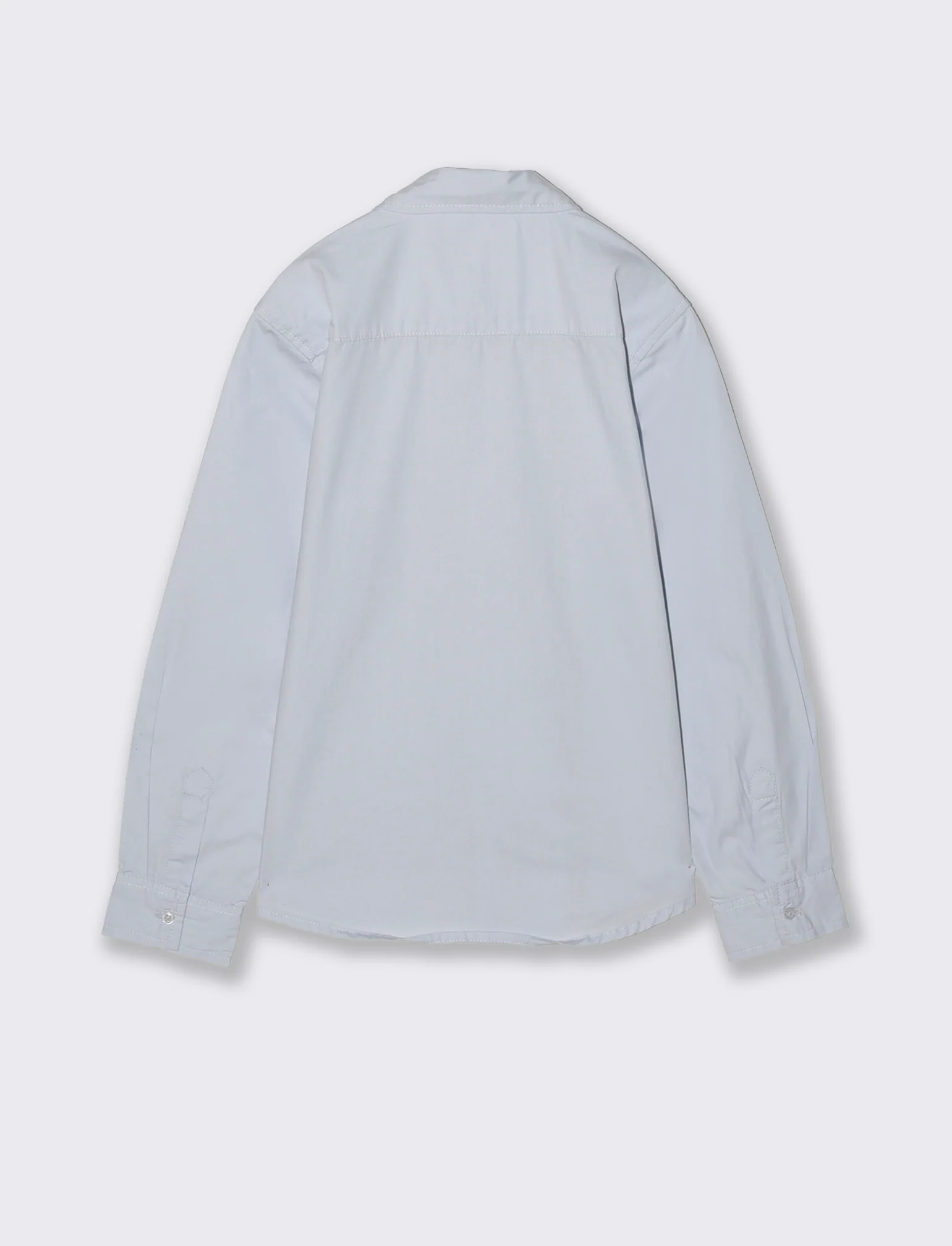 Camicia in cotone tinta unita casual - Azzurro - Image 2