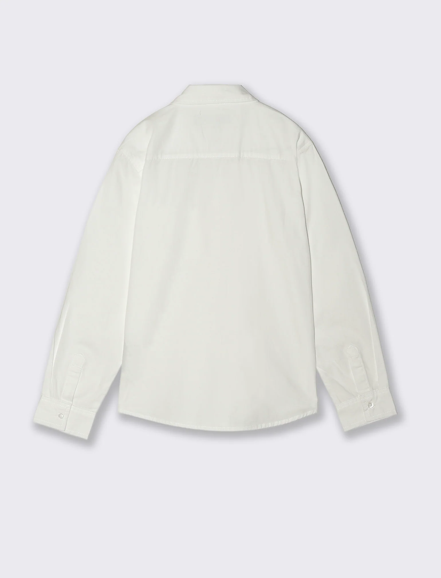 Camicia in cotone tinta unita casual - Bianco latte - Image 2