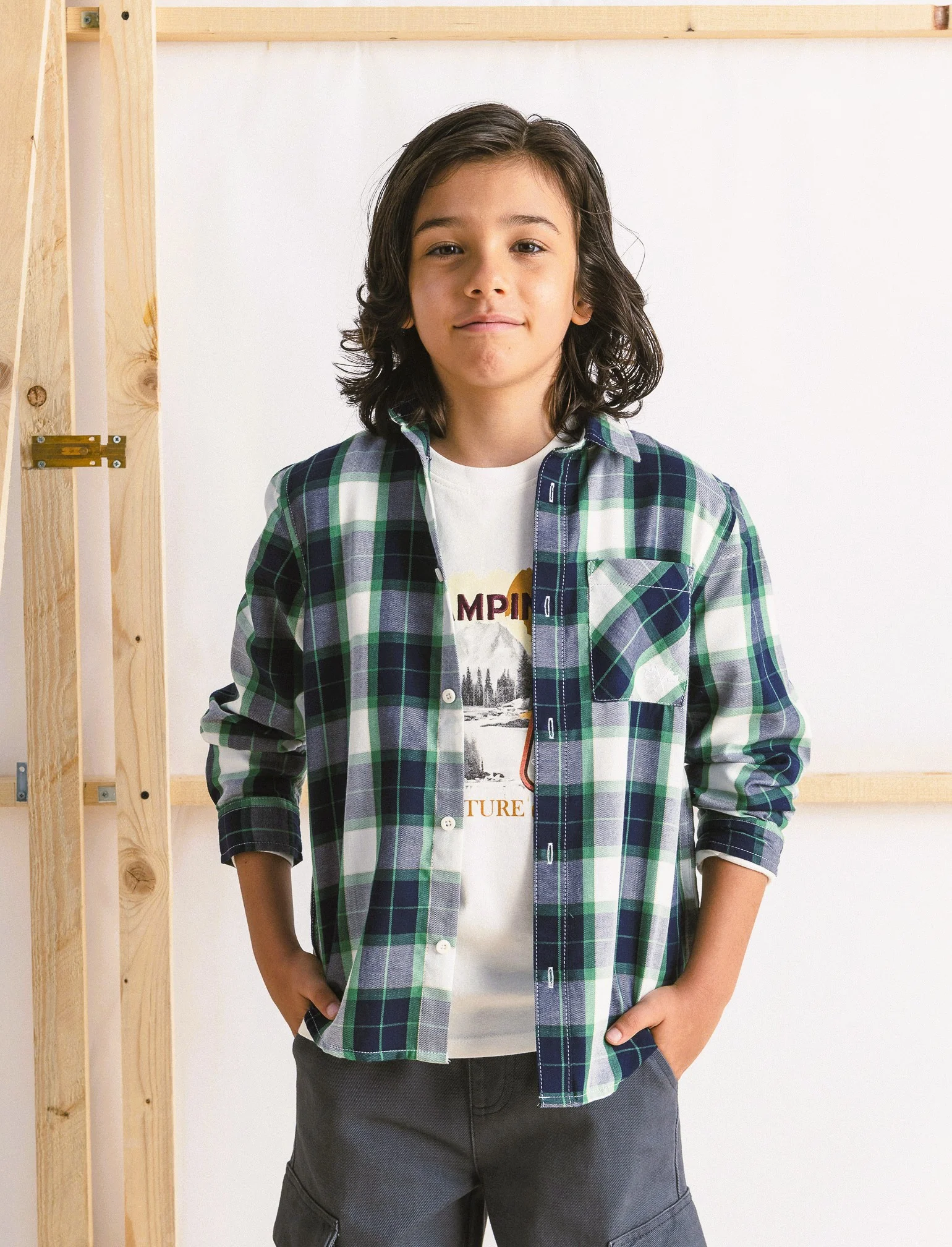 CAMICIA IN COTONE - Verde