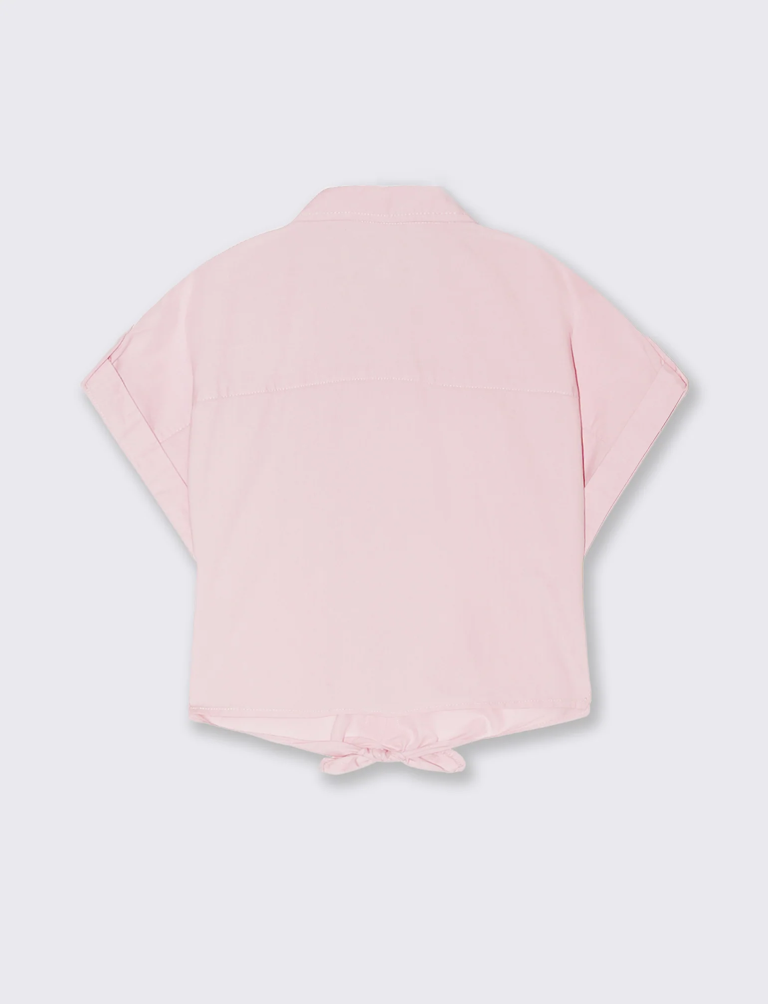 Camicia in cropped con nodo da bambina - Rosa - Image 4