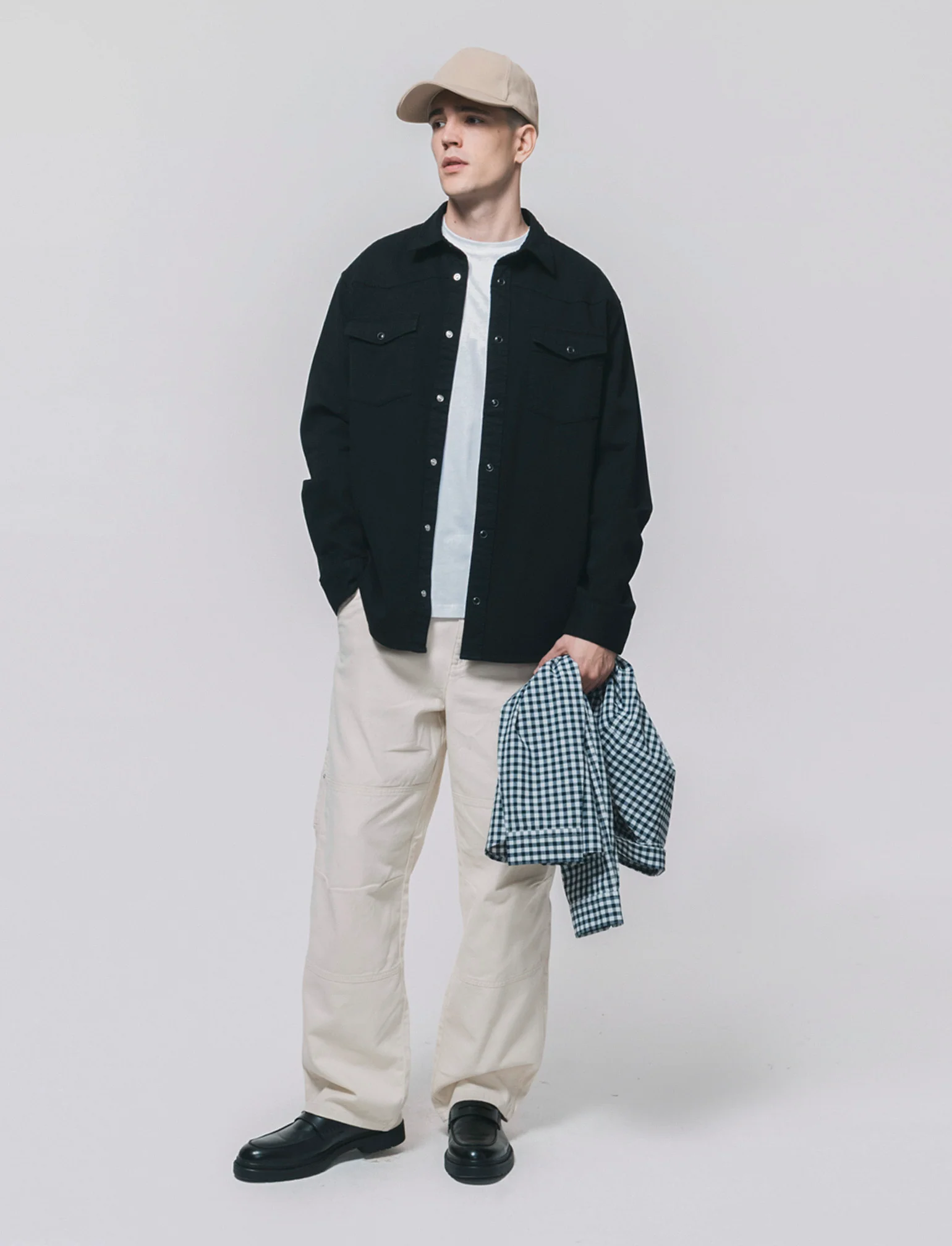 Camicia in denim colorato regular fit - Nero - Image 3