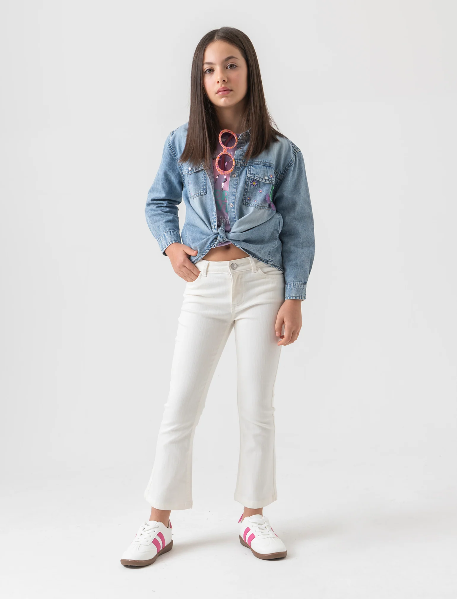 Camicia in denim con ricamo da bambina - Denim - Image 3