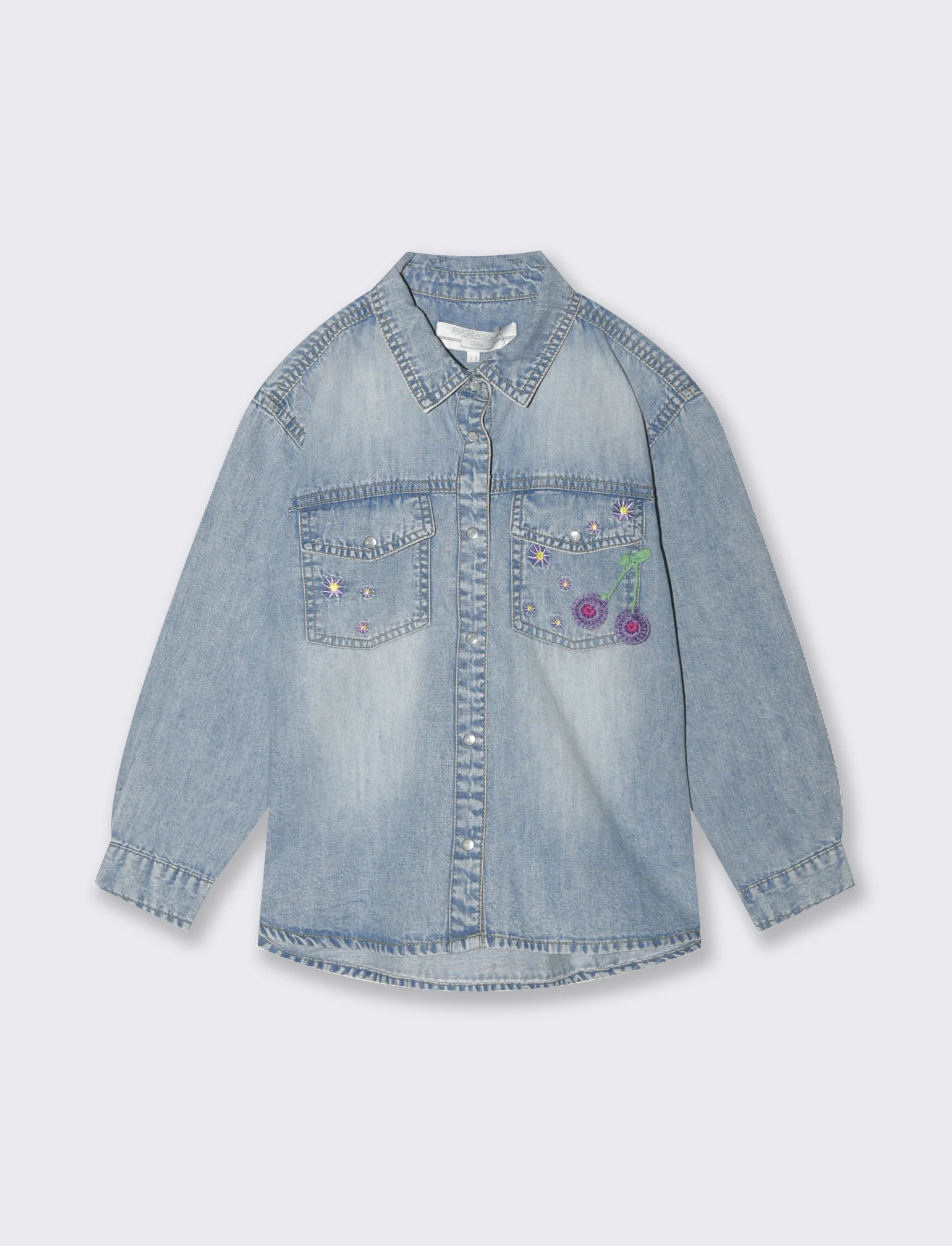 Camicia in denim con ricamo da bambina - Denim - Image 4