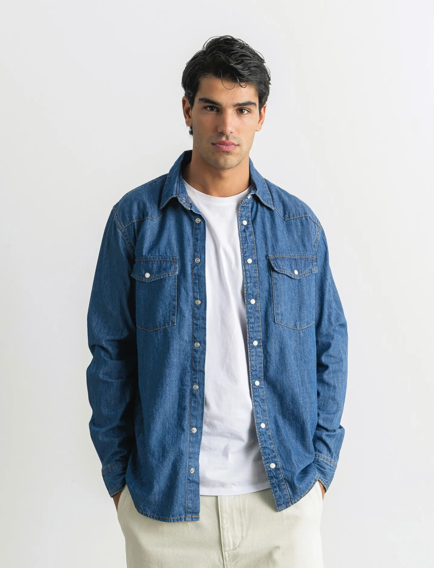 CAMICIA IN DENIM - Denim - Image 3