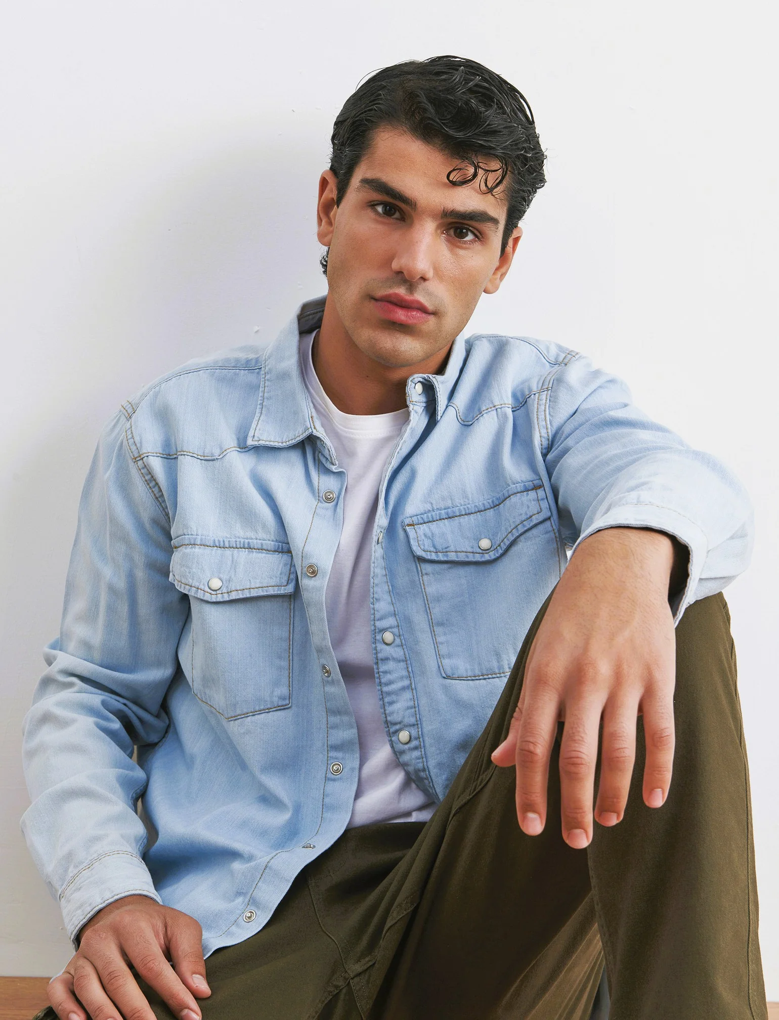 CAMICIA IN DENIM - Denim chiaro - Image 3