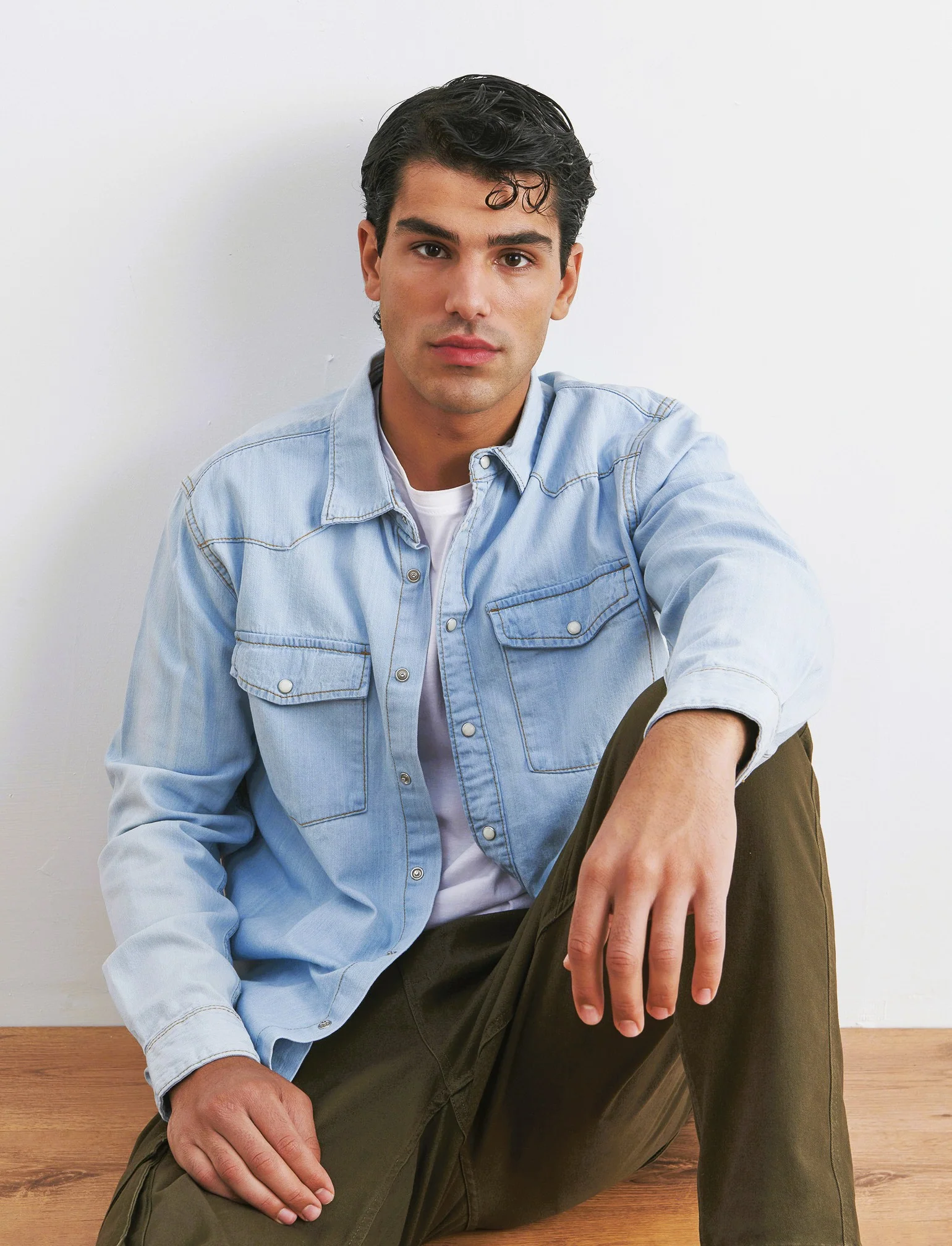 CAMICIA IN DENIM - Denim chiaro - Image 4