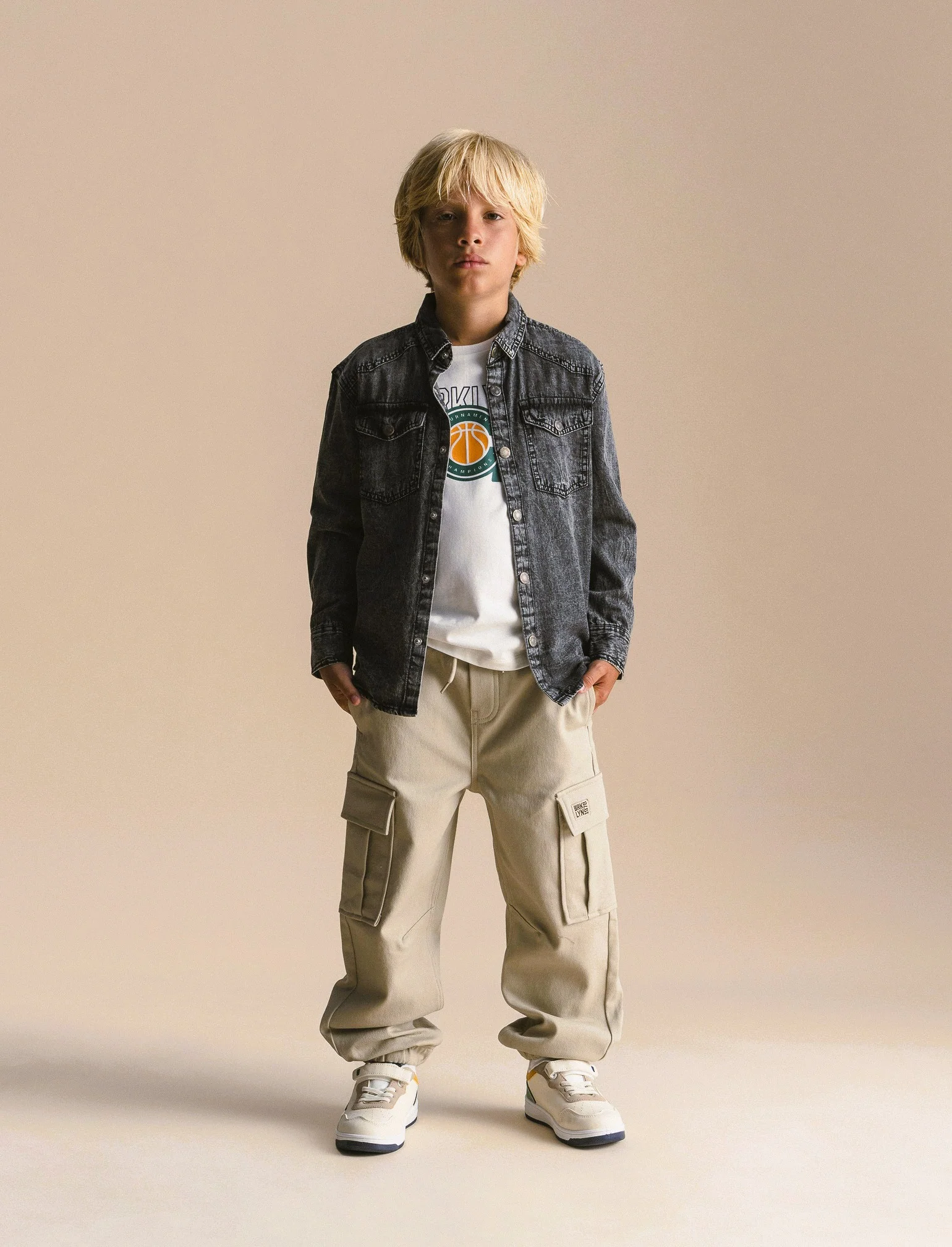 Camicia in denim. - Grigio