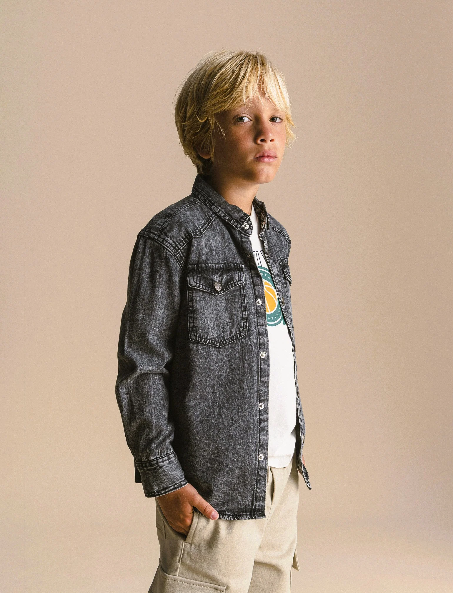 Camicia in denim. - Grigio - Image 2