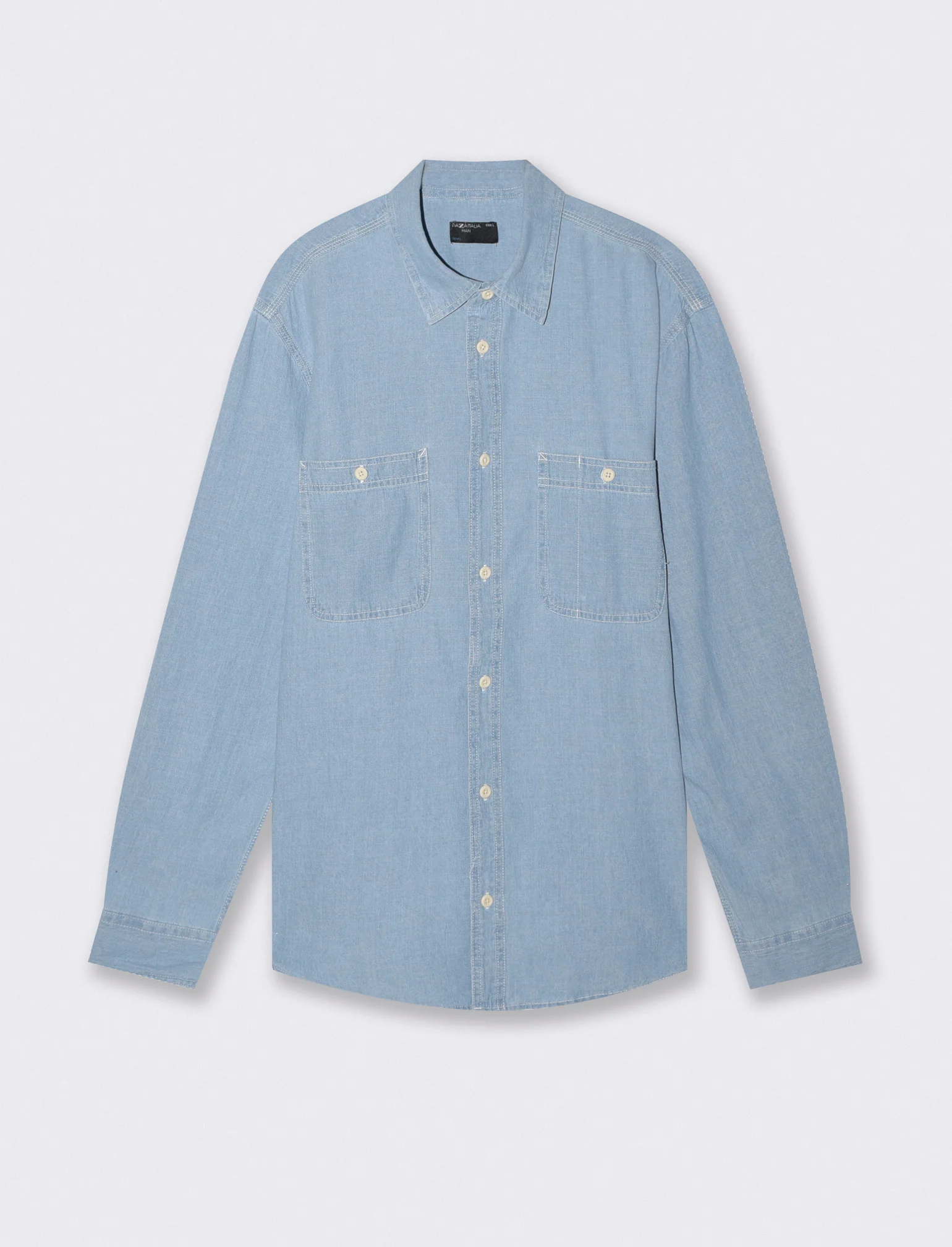 Camicia in denim leggero effetto slavato - Denim chiaro