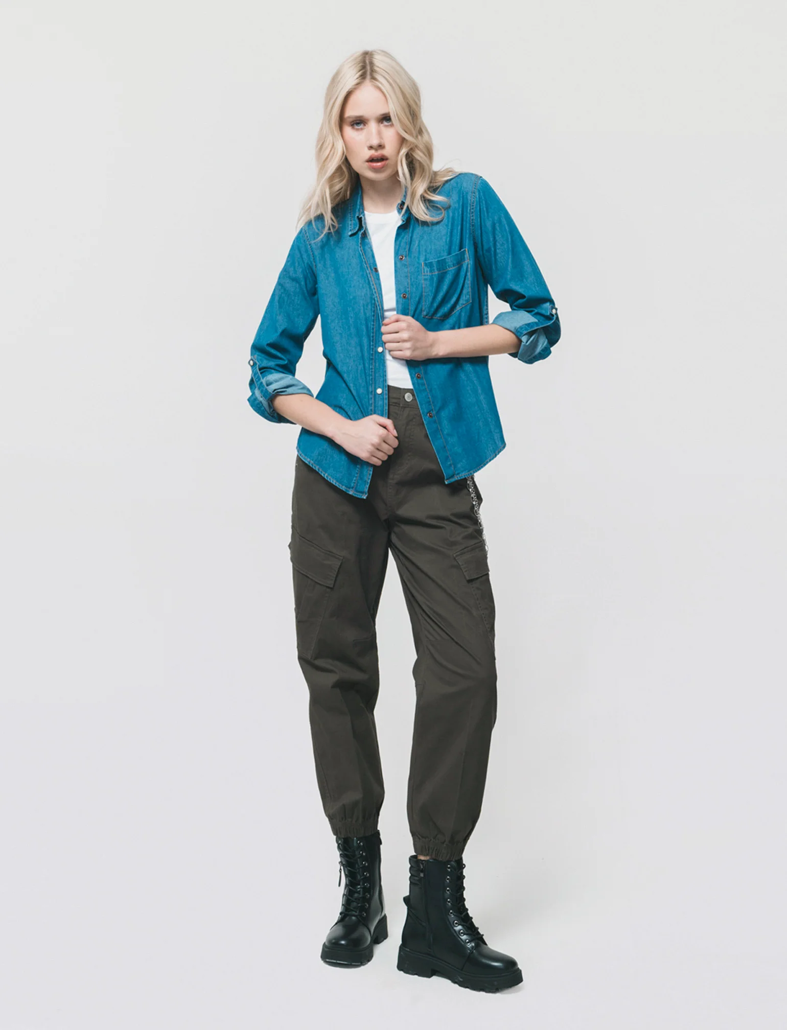 Camicia in Jeans Manica Lunga - Denim - Image 4