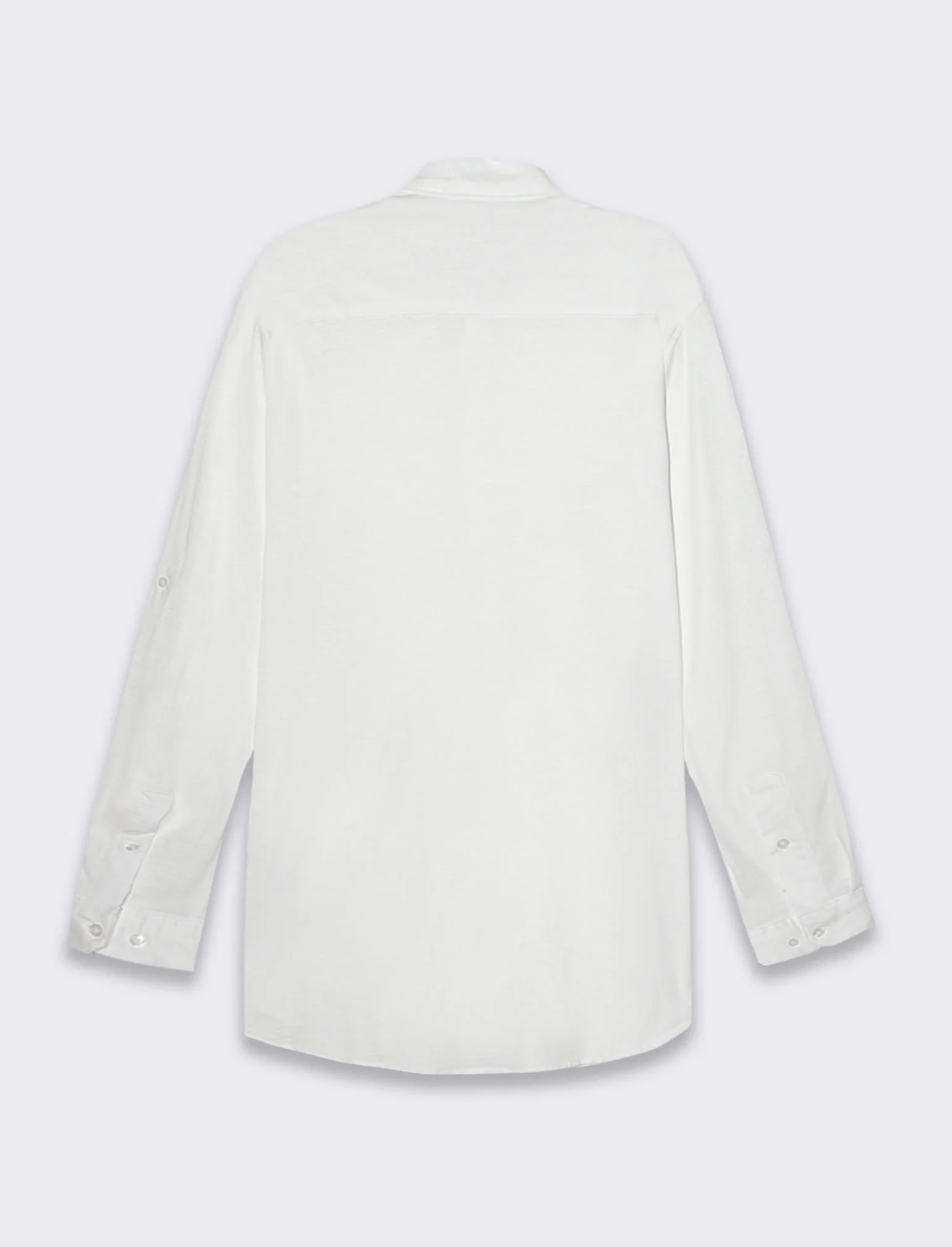 Camicia in jersey slub collo coreano da uomo - Bianco - Image 2