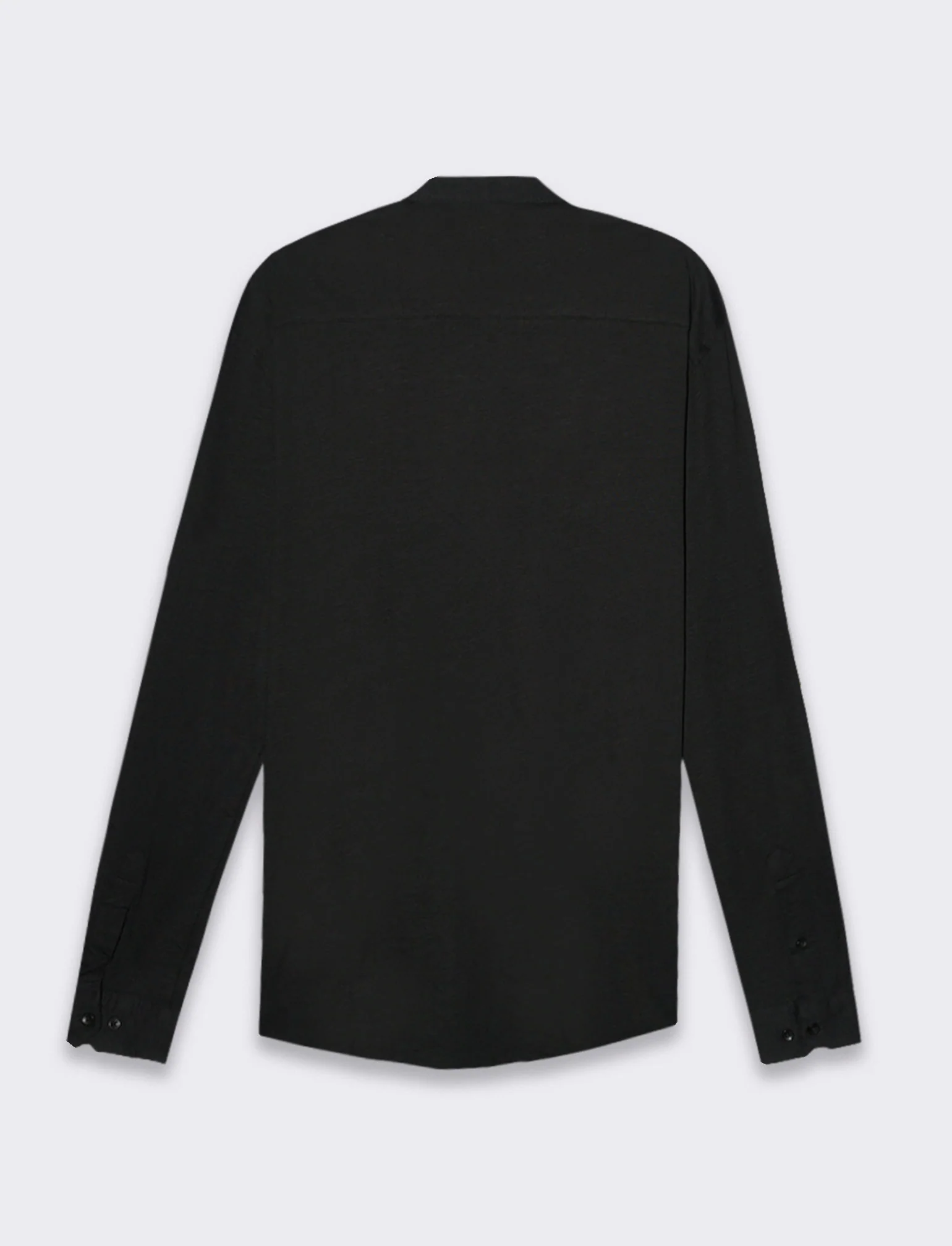 Camicia in jersey slub collo coreano da uomo - Nero - Image 5