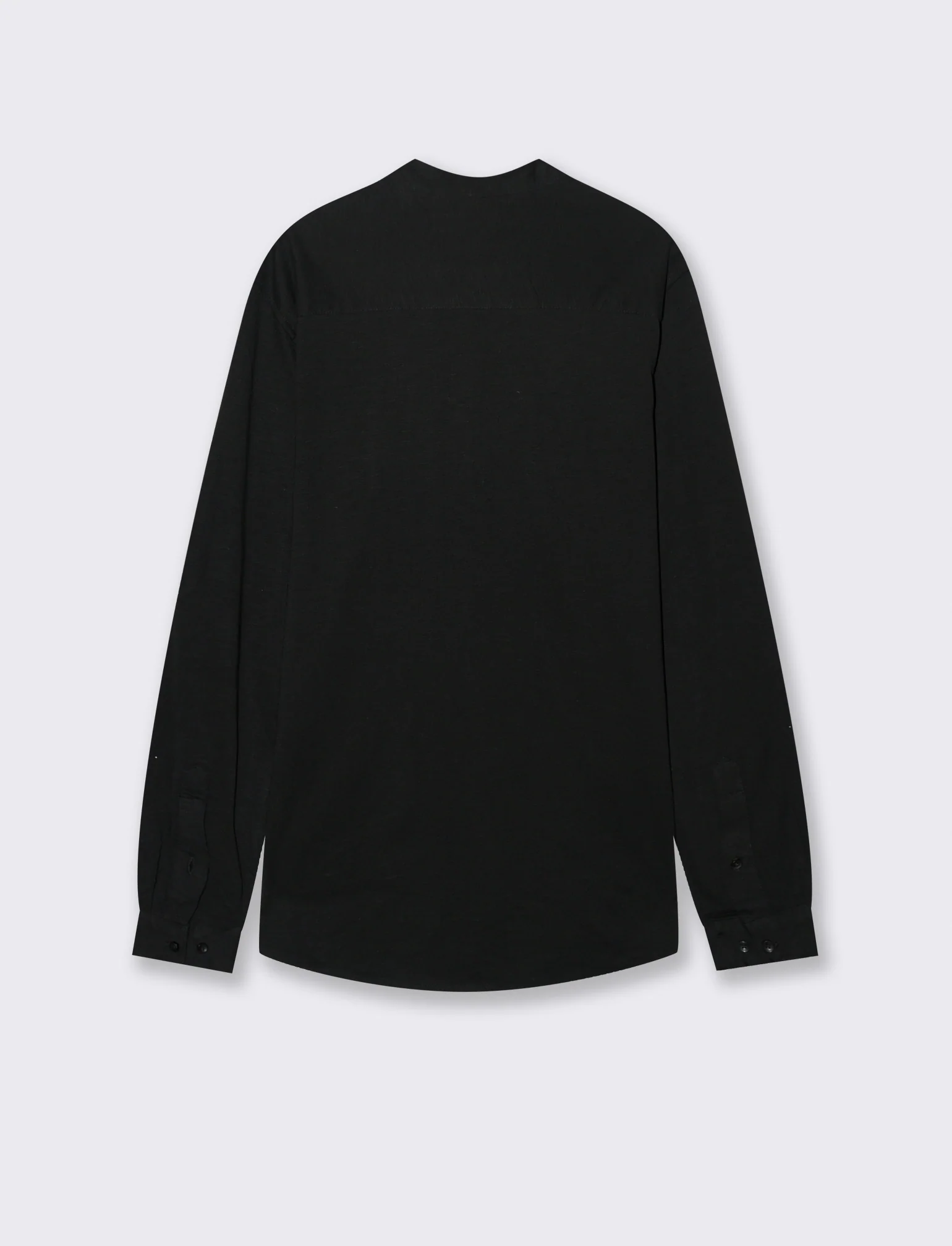 CAMICIA IN JERSEY SLUB COLLO COREANO - Nero - Image 2