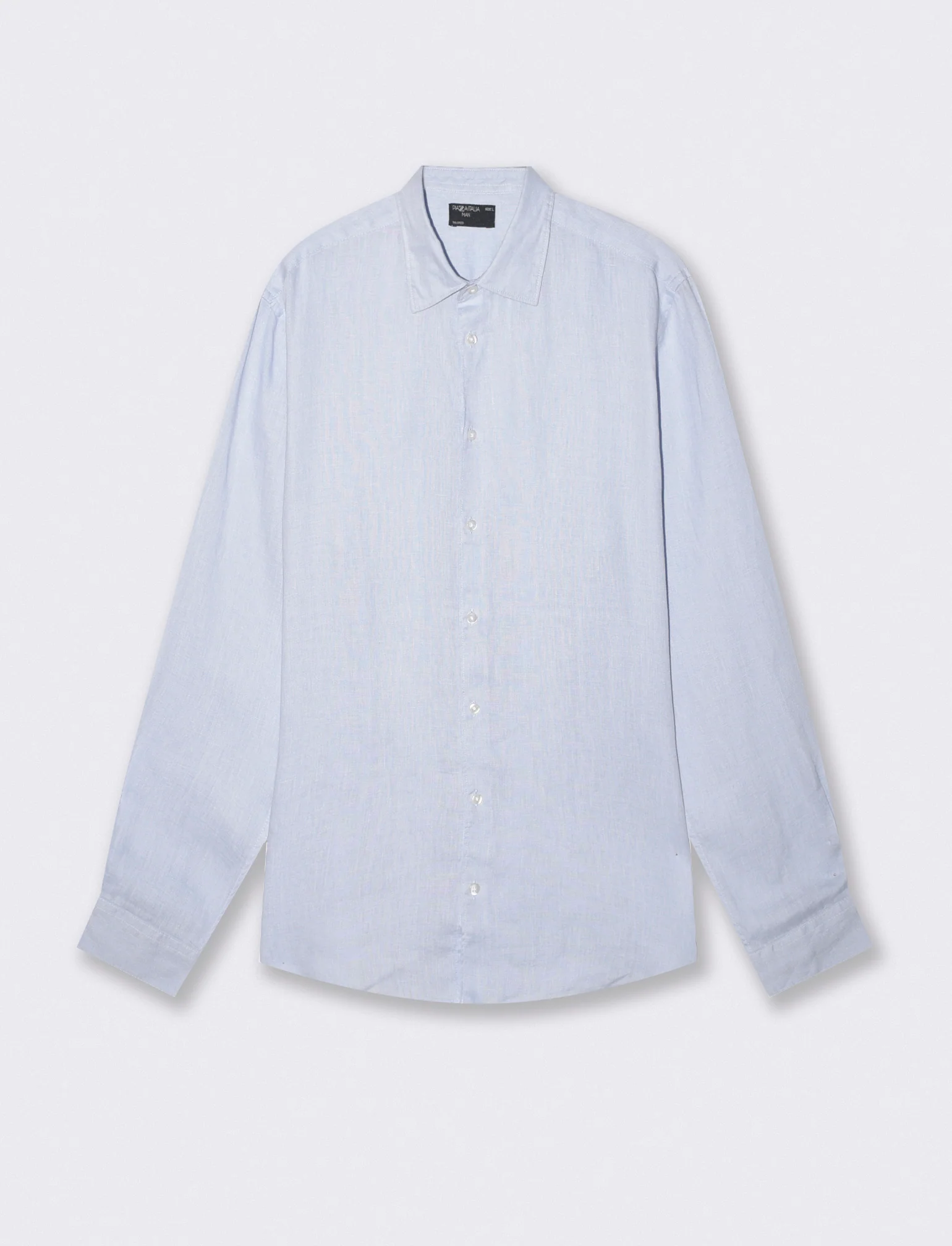 Camicia in lino leggero con collo francese - Celeste polvere - Image 4