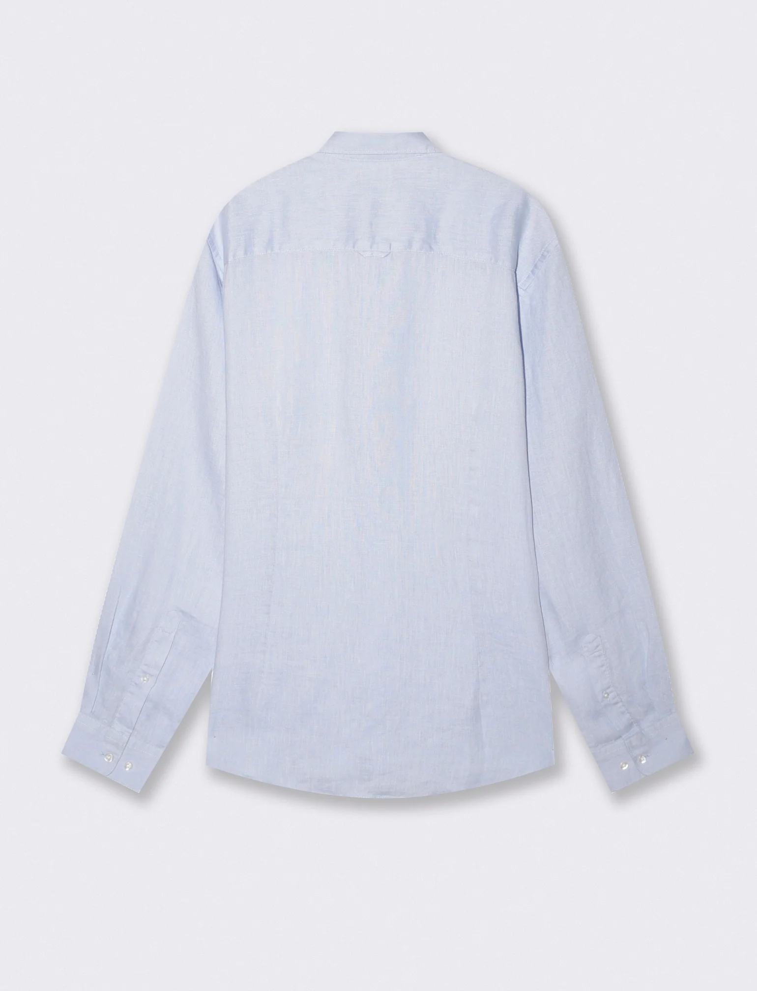 Camicia in lino leggero con collo francese - Celeste polvere - Image 5