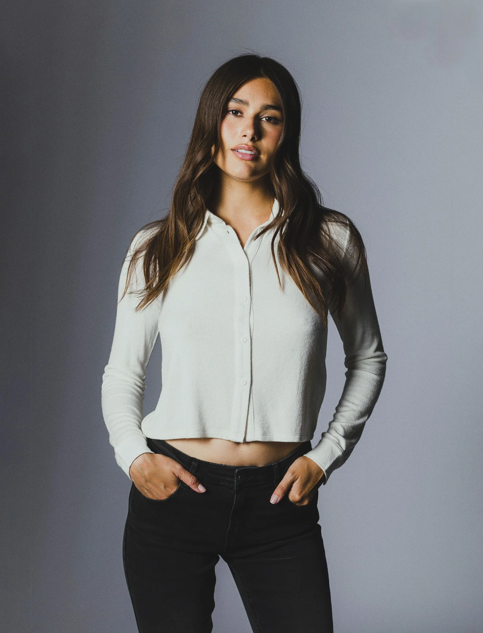 CAMICIA IN MAGLINA - Avorio - Image 3