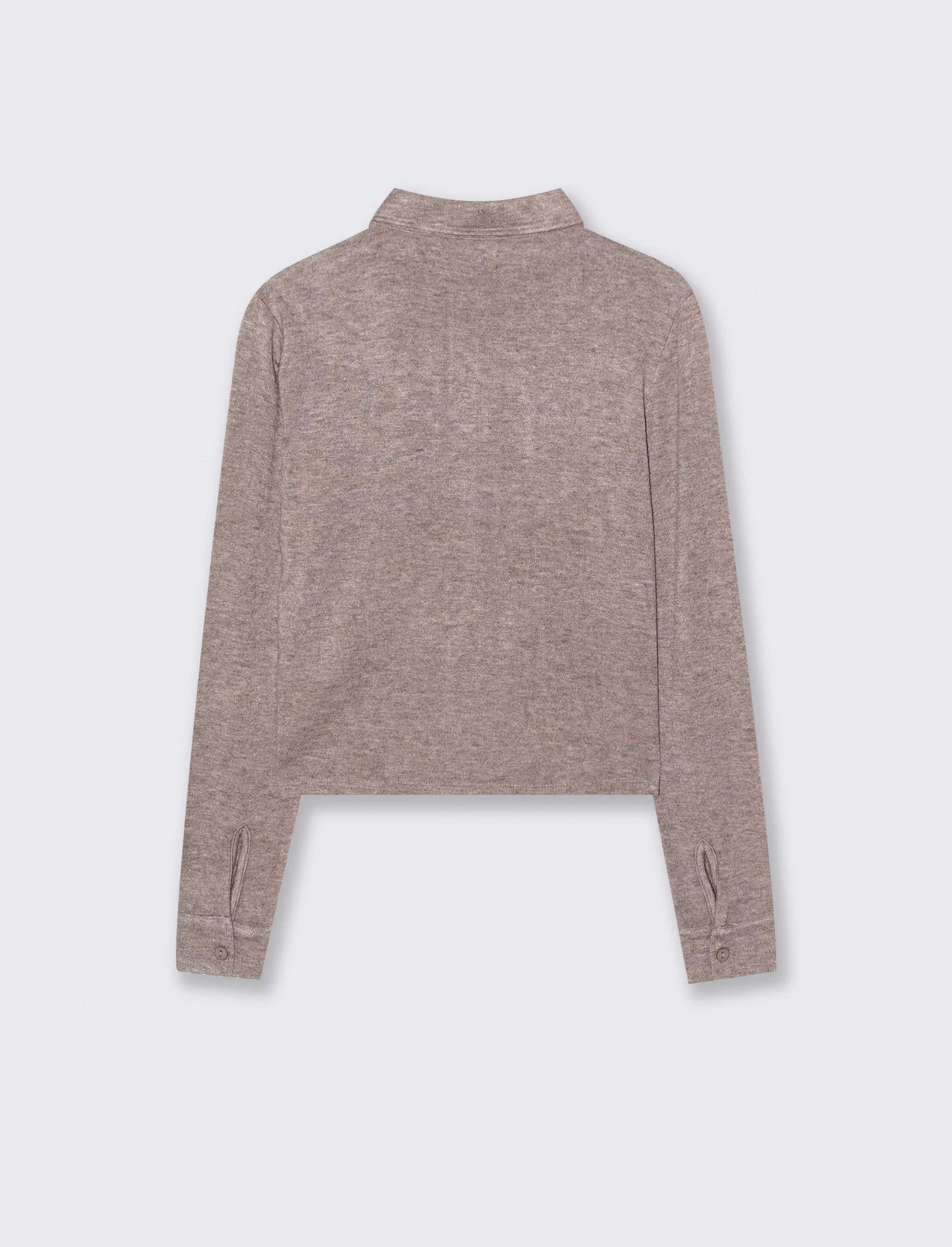 CAMICIA IN MAGLINA - Tortora melange - Image 2