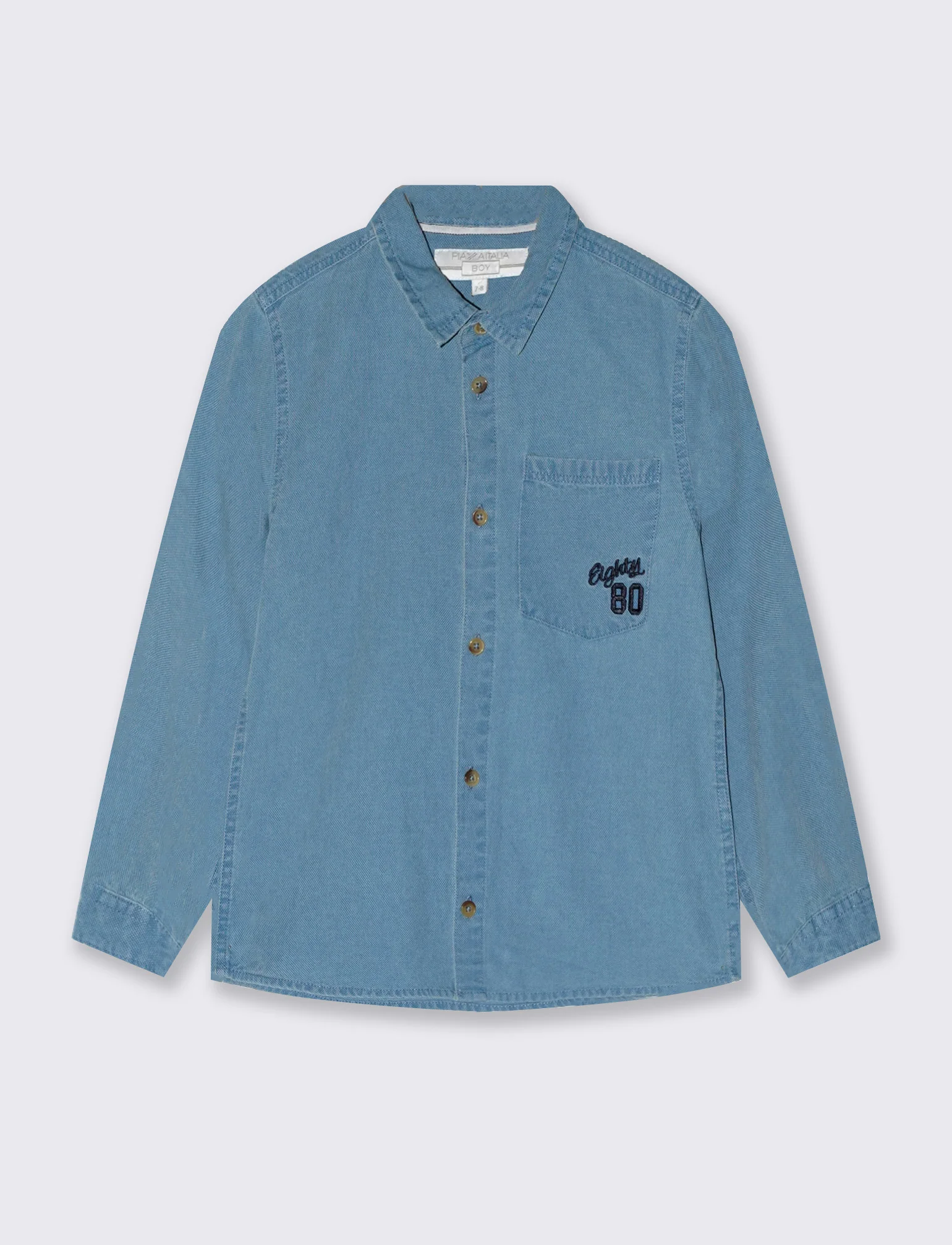Camicia in oxford 100% cotone con ricamo - Azzurro