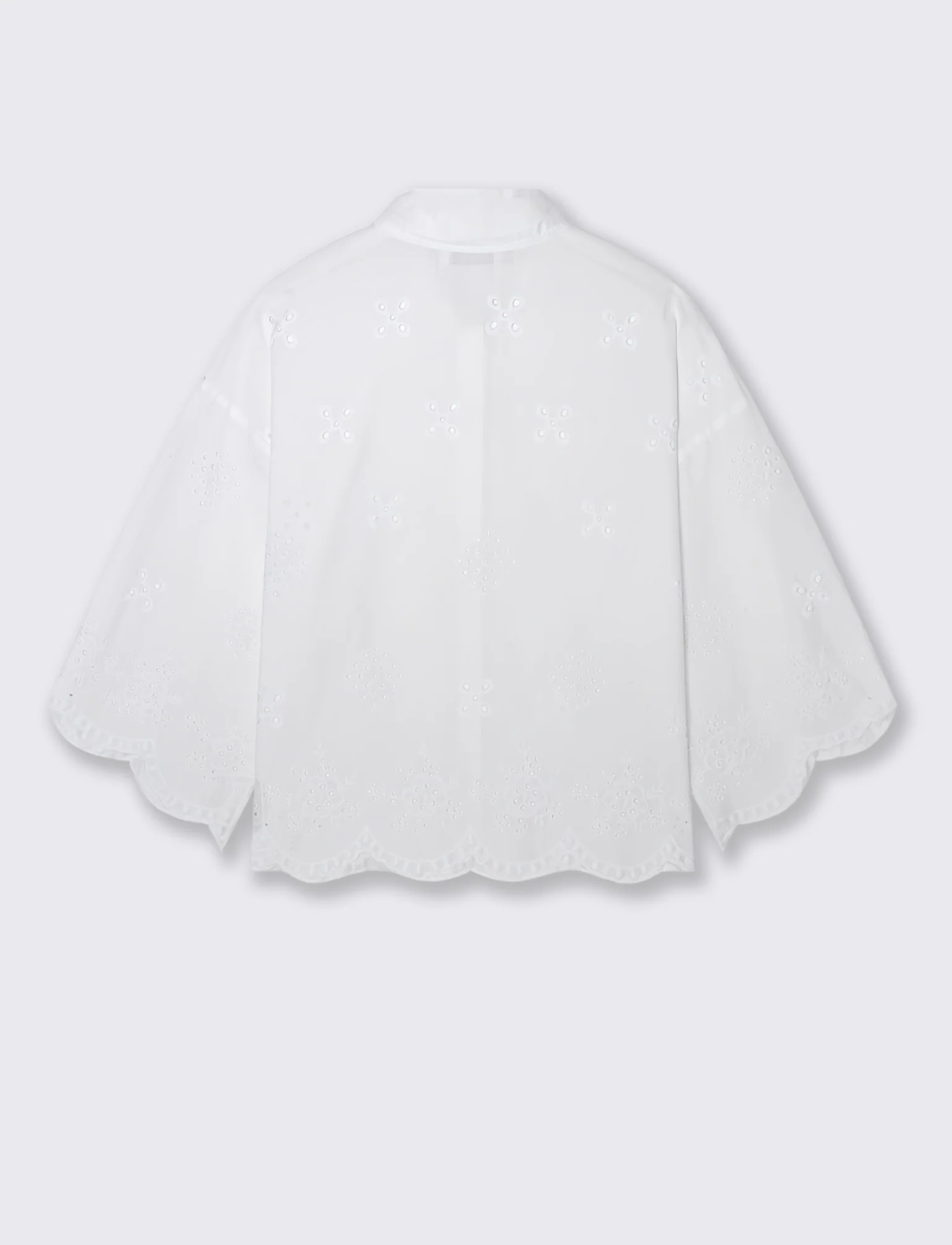 Camicia in pizzo con manica a campana - Bianco - Image 2