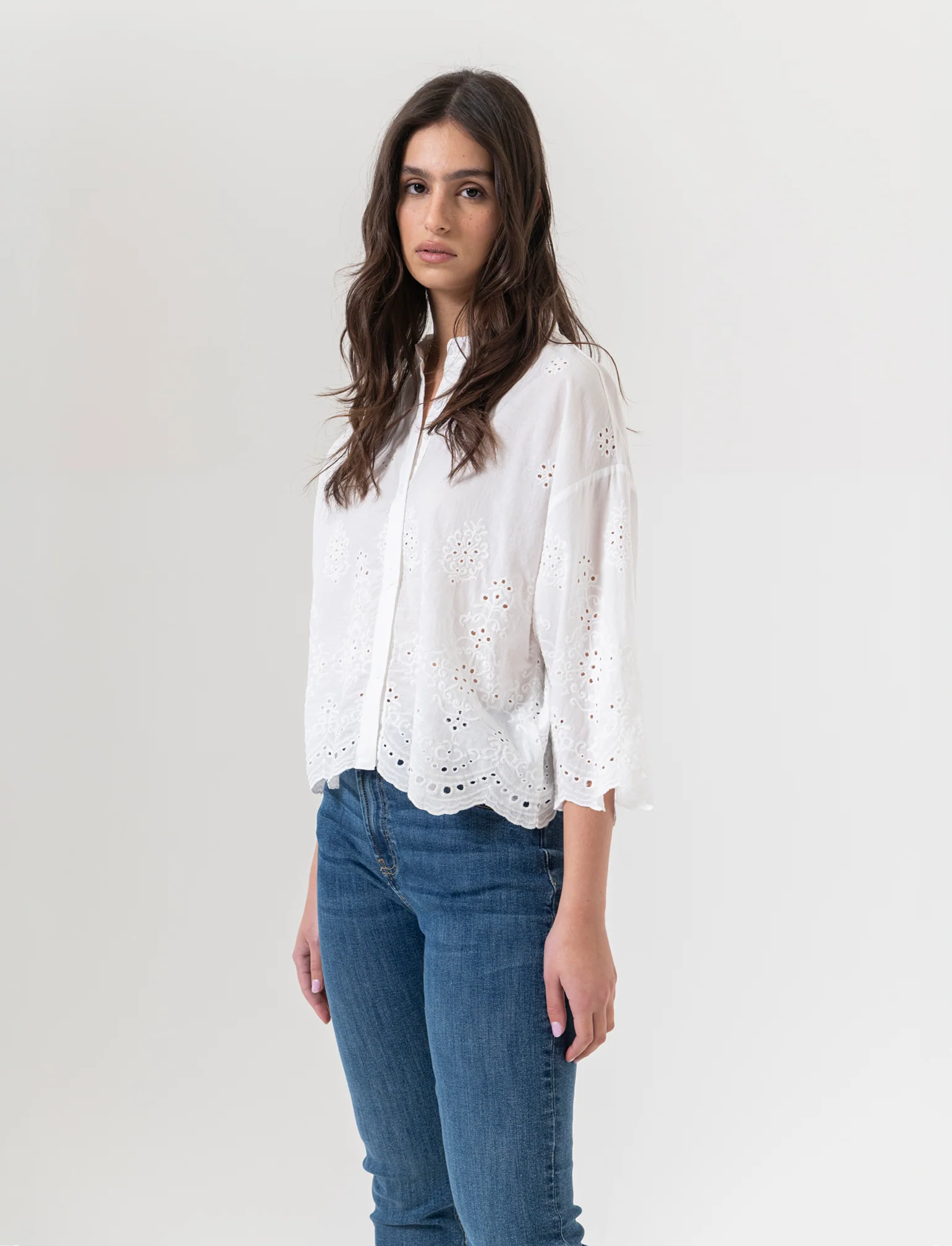 Camicia in pizzo da donna - Bianco - Image 3