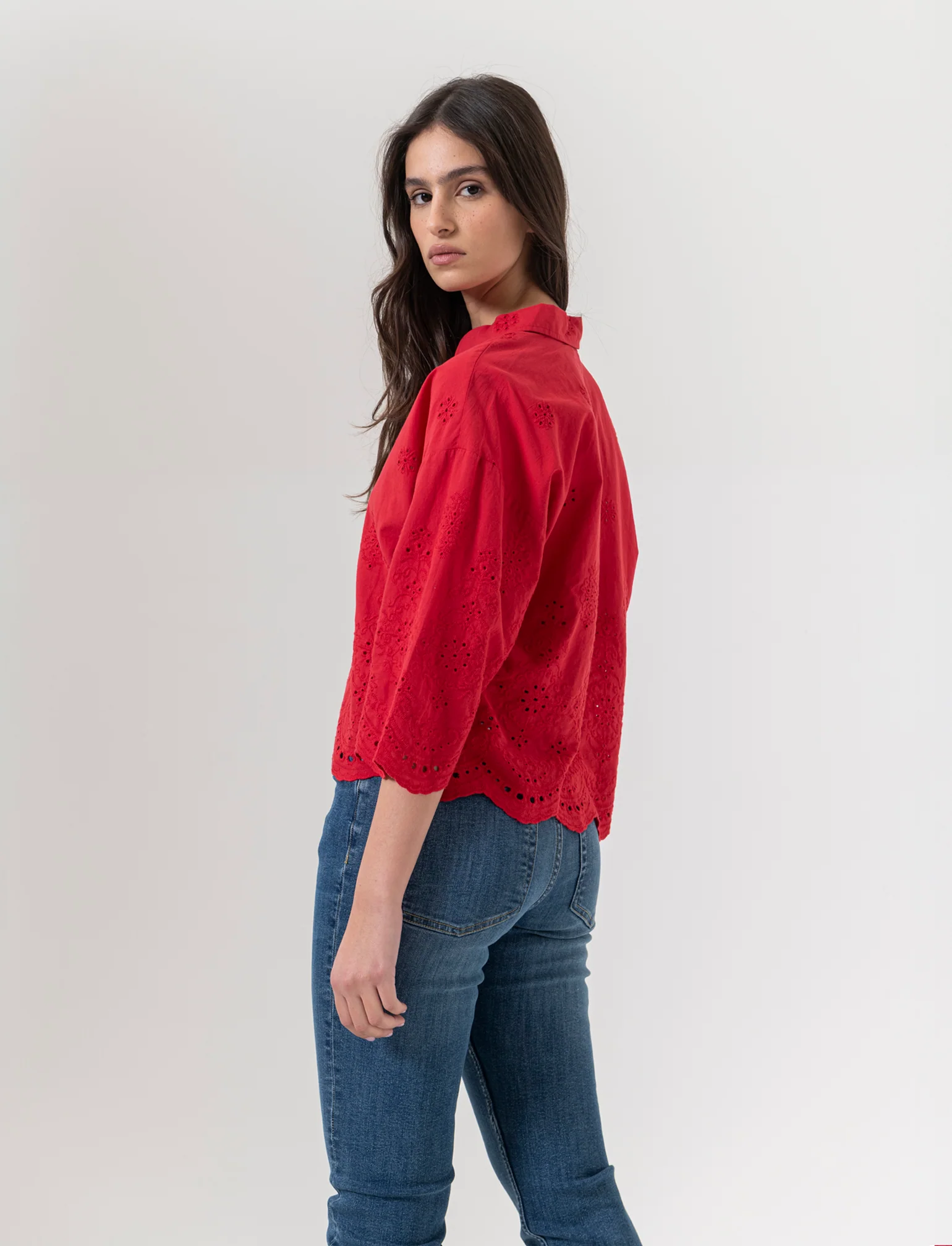 Camicia in pizzo da donna - Rosso scarlatto - Image 4