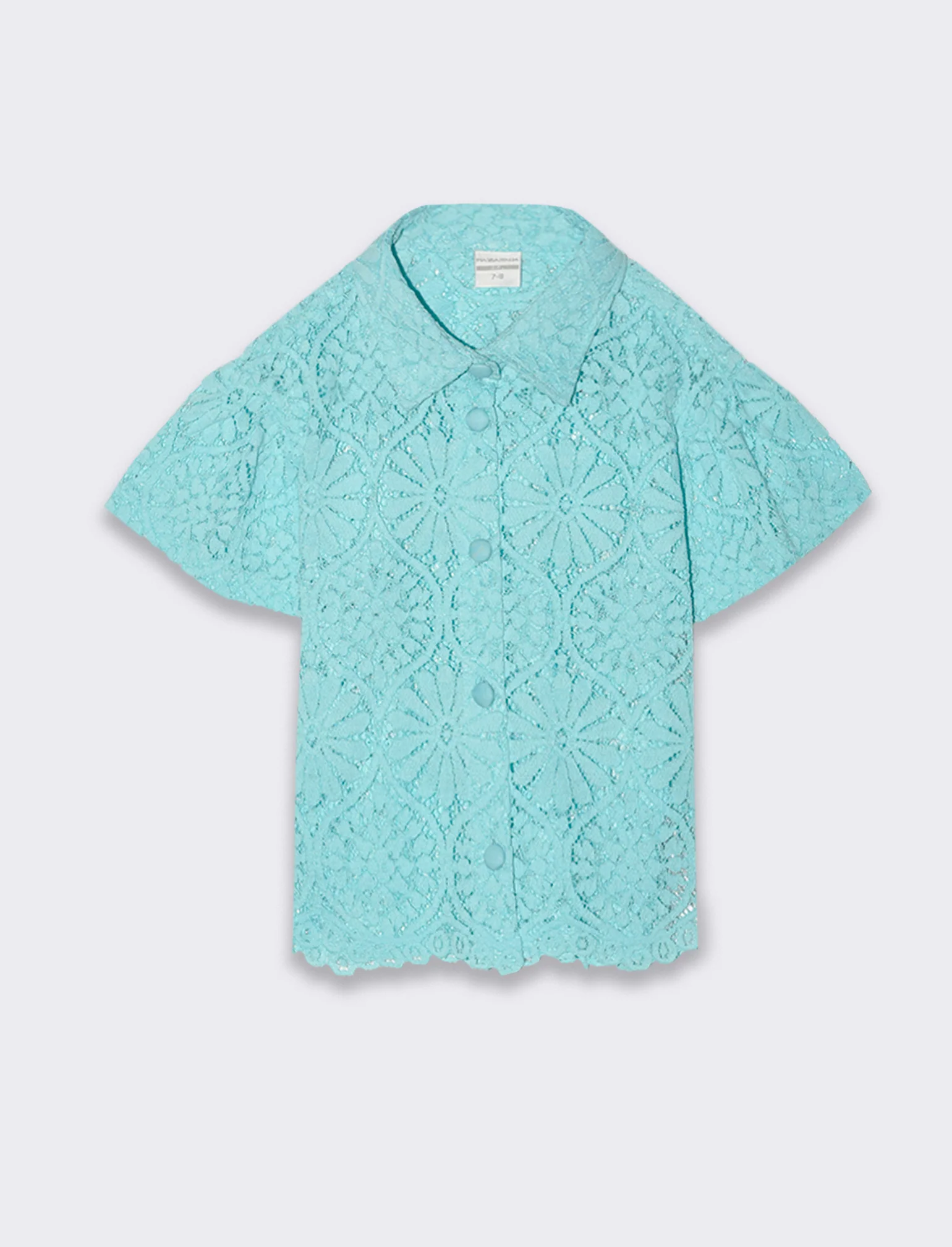 Camicia in pizzo macramè da bambina - Verde acqua - Image 3