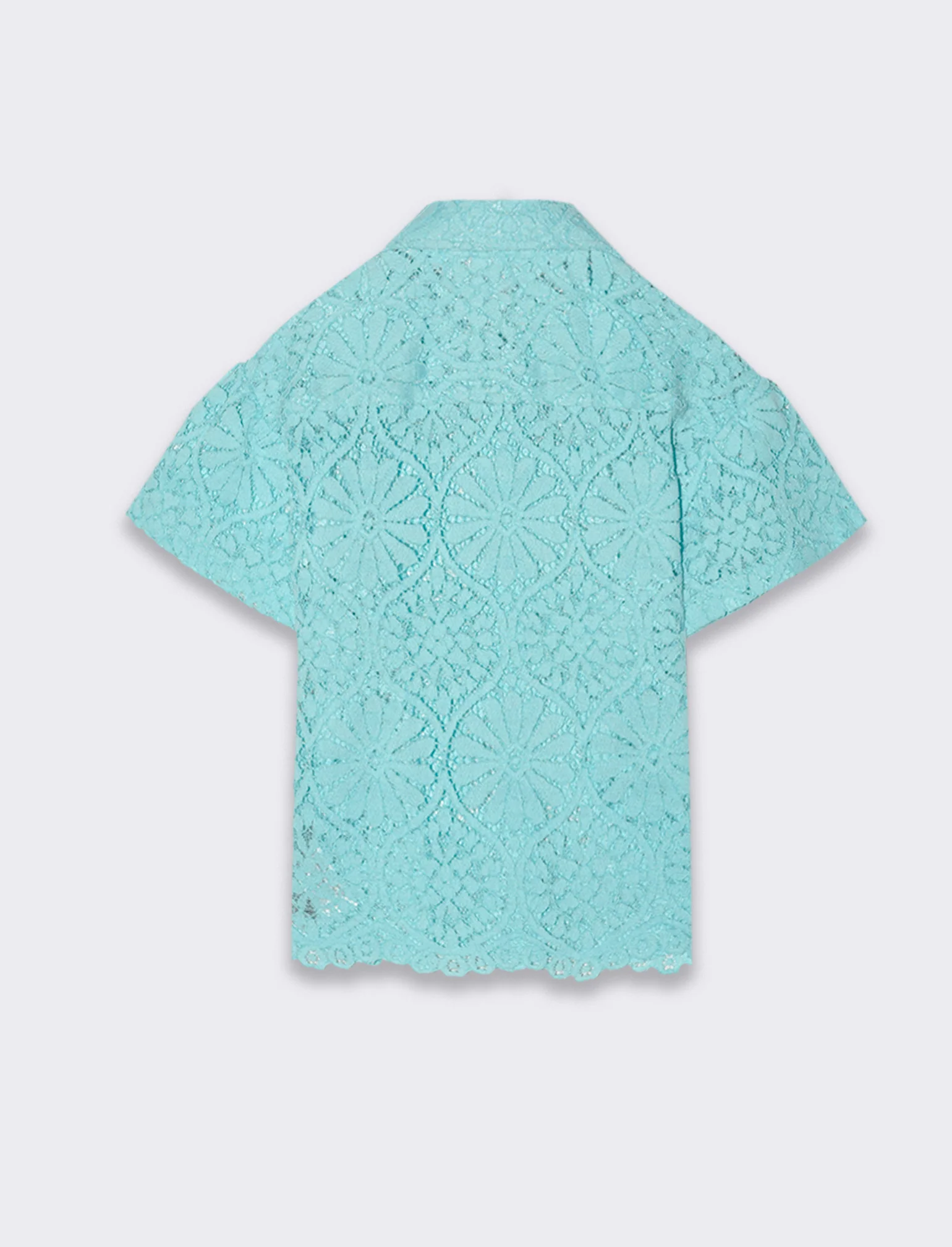 Camicia in pizzo macramè da bambina - Verde acqua - Image 4
