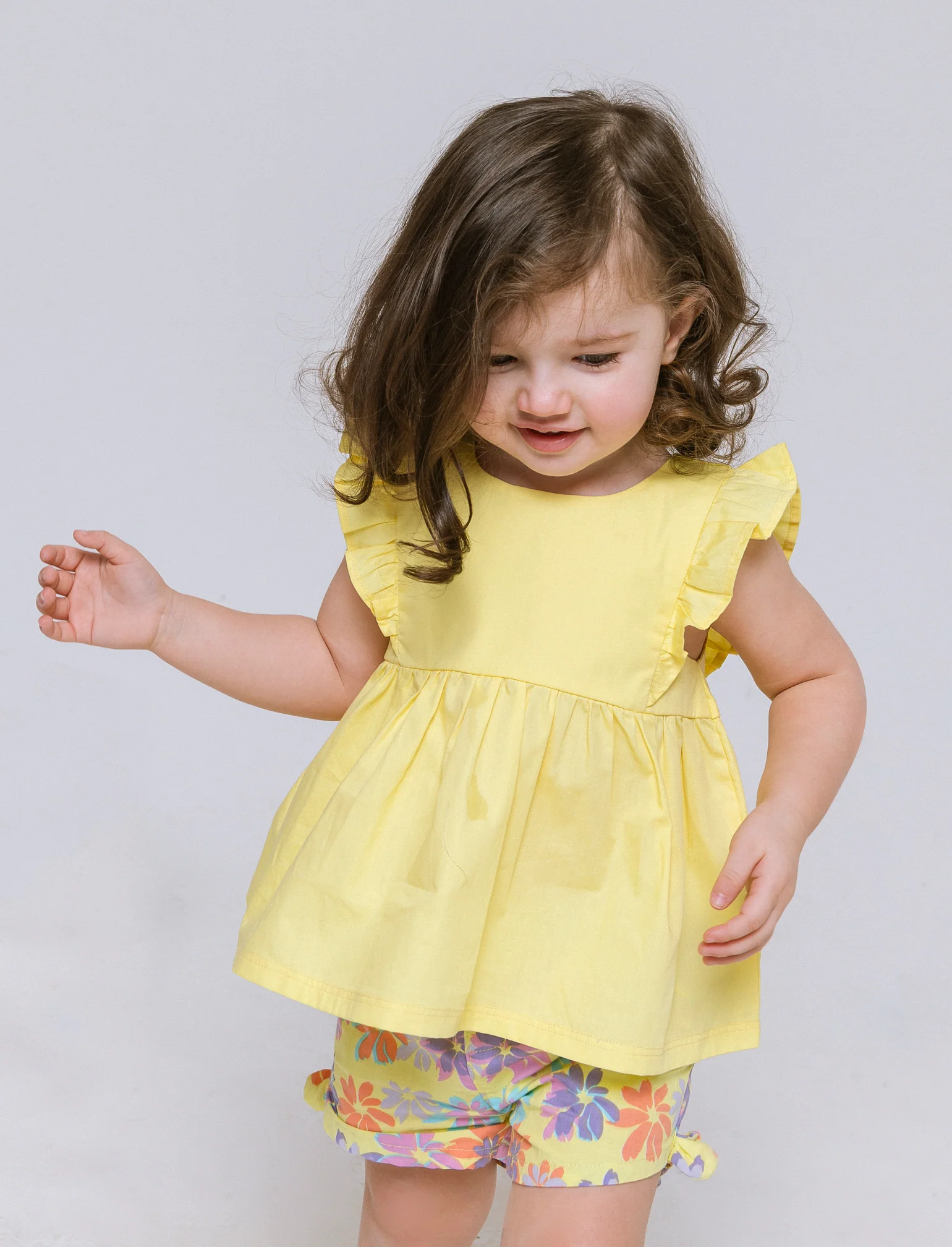 Camicia in popeline da neonata - Giallo