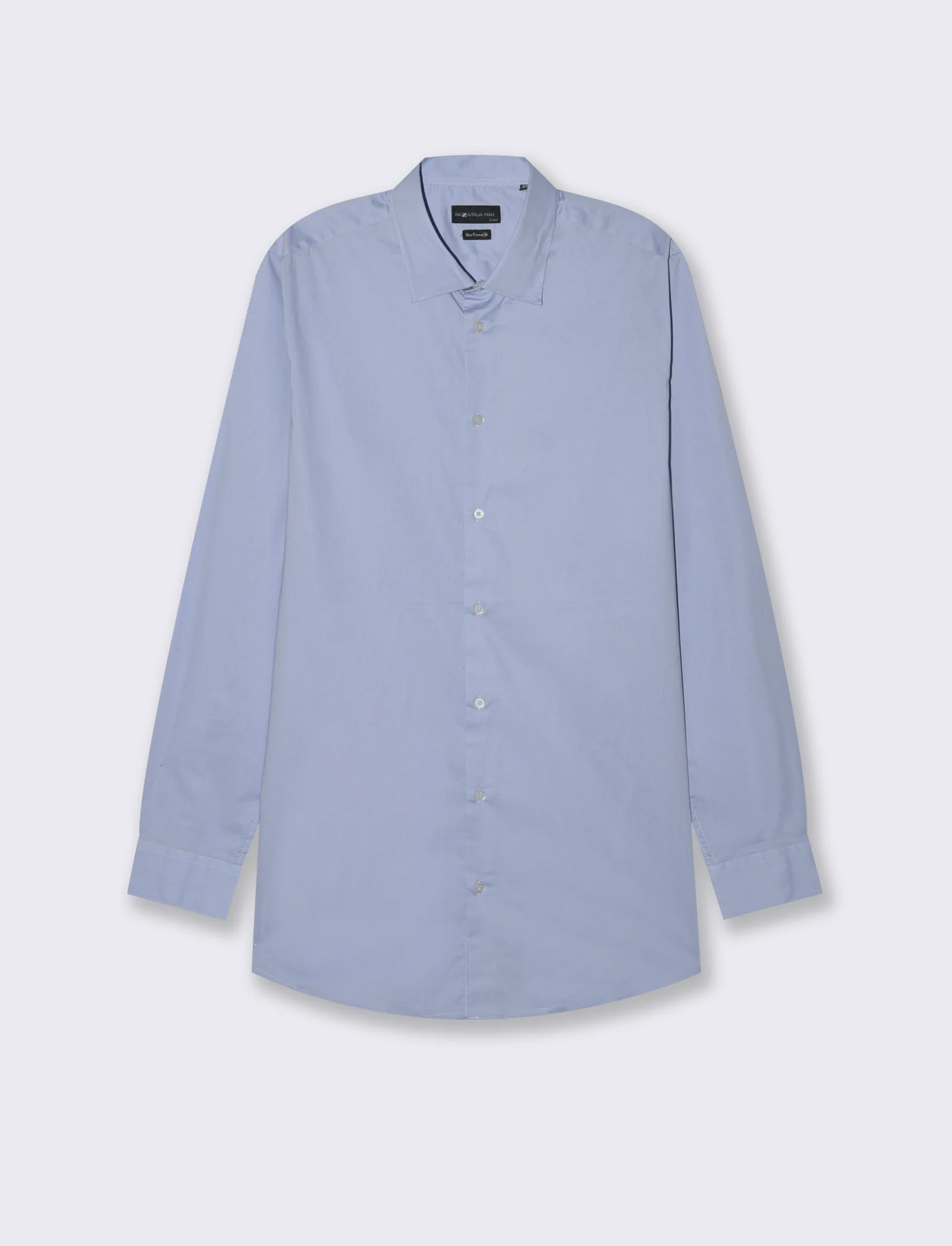 CAMICIA IN POPELINE ELASTICIZZATA SLIM FIT - Celeste