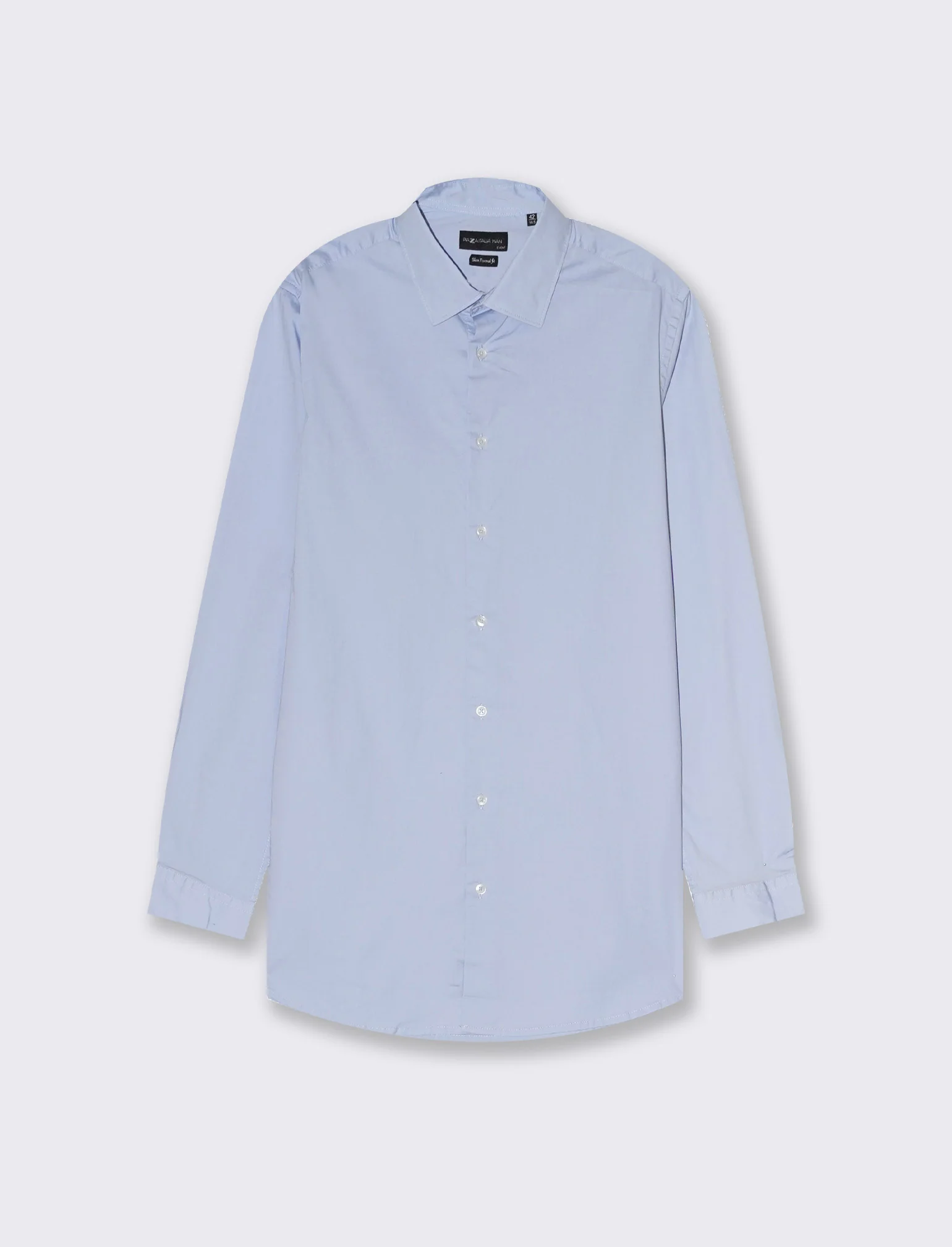 Camicia in popeline elasticizzata slim fit da uomo - Celeste - Image 4
