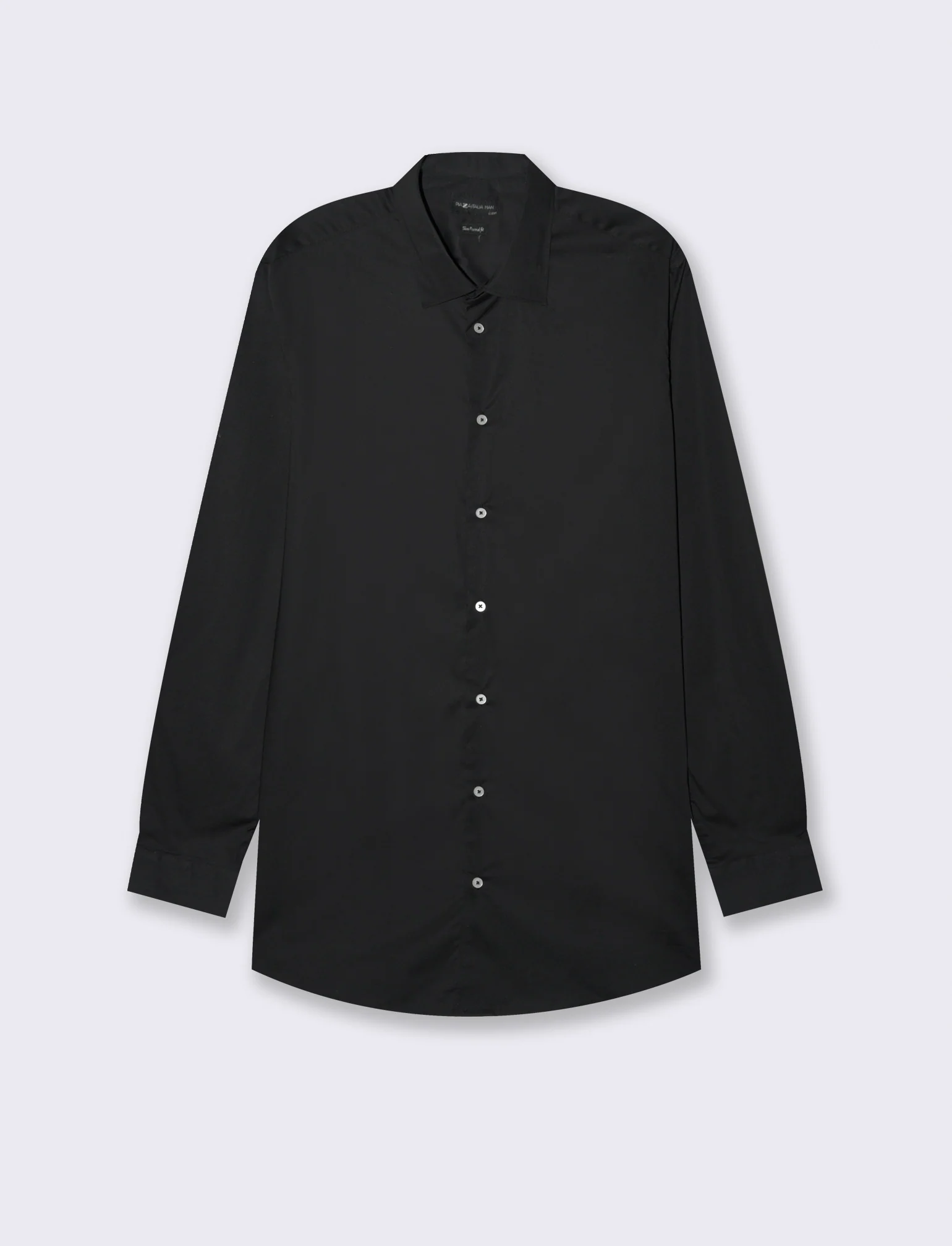 CAMICIA IN POPELINE ELASTICIZZATA SLIM FIT - Nero - Image 2