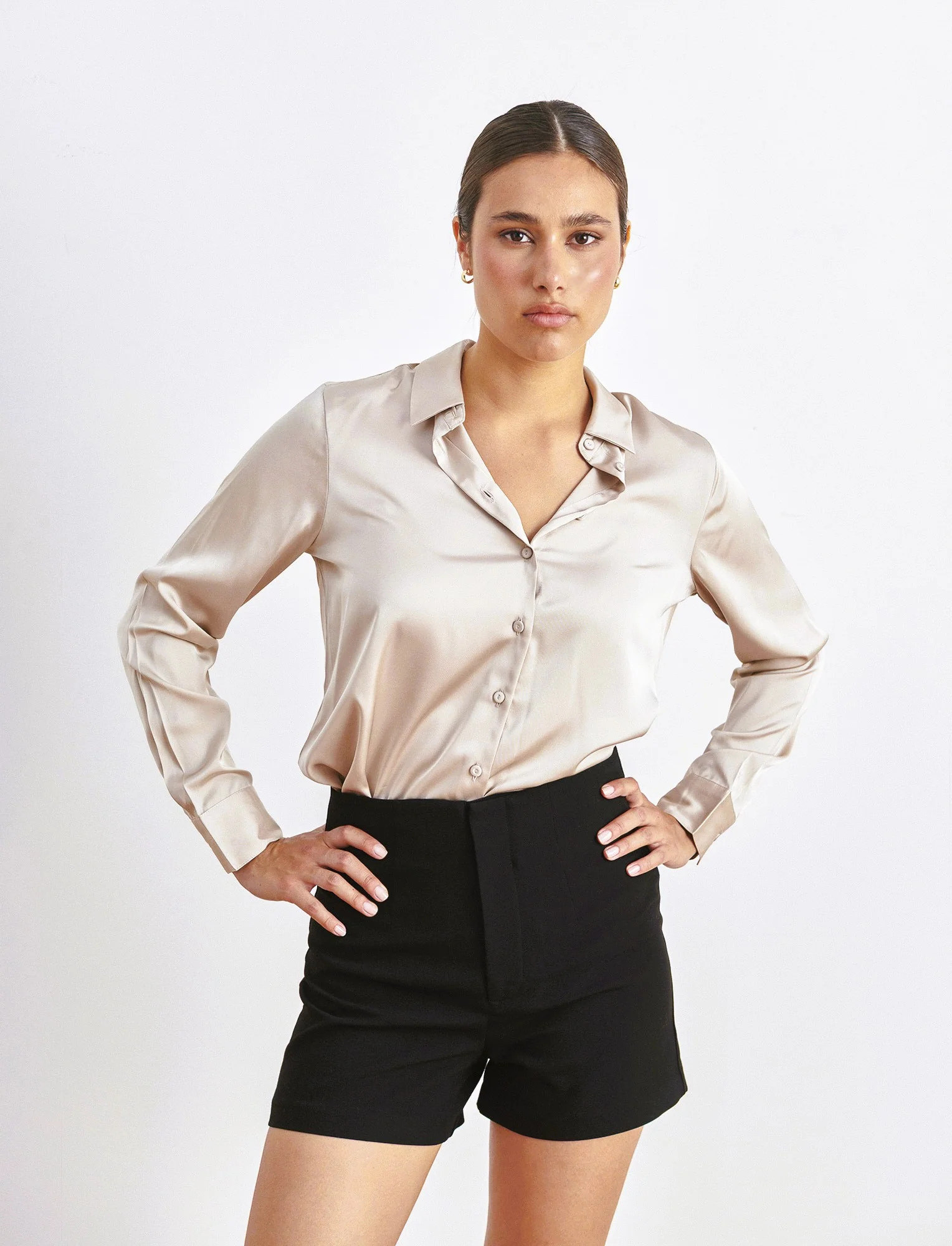 CAMICIA IN SATIN - Beige