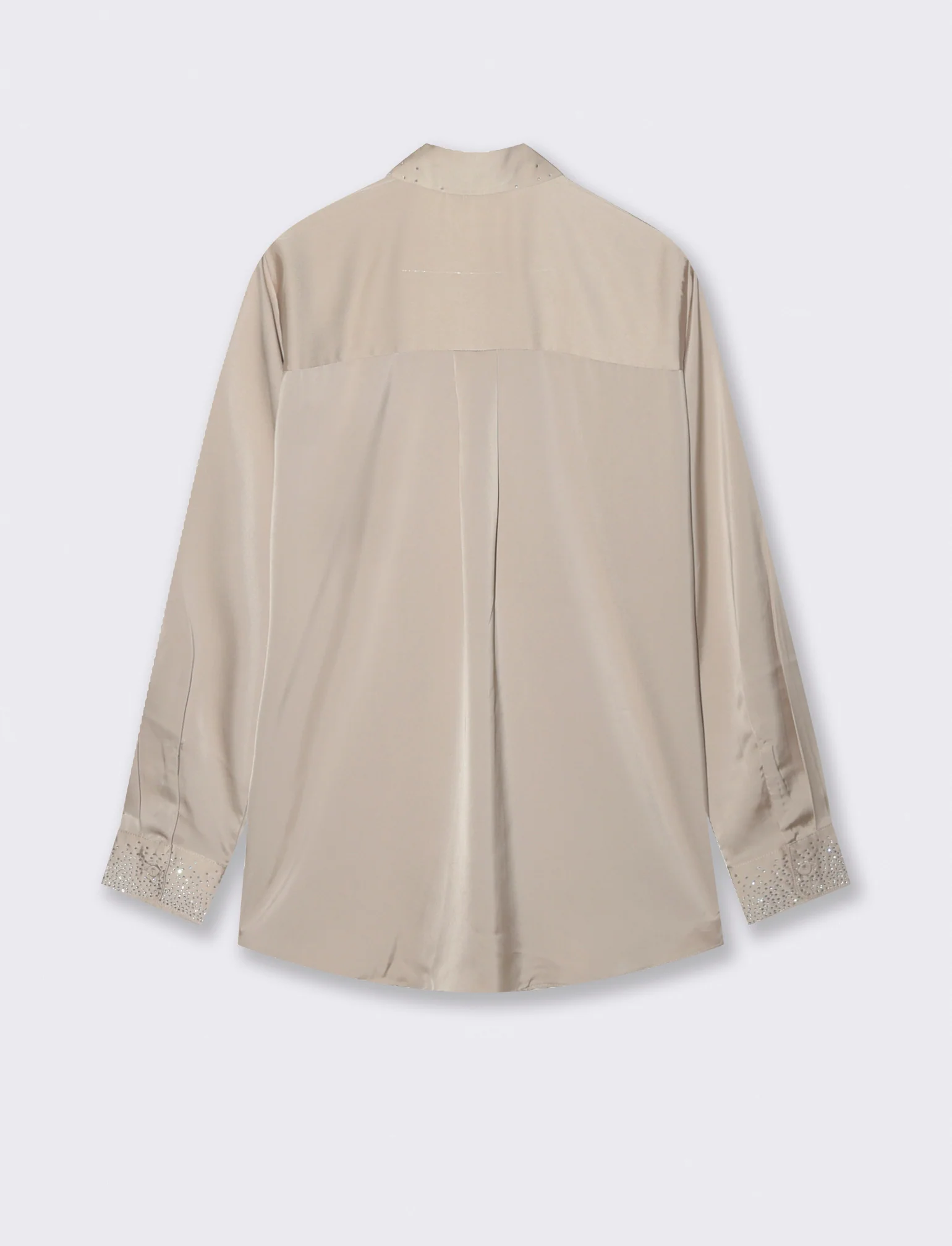 CAMICIA IN SATIN CON STRASS - Beige - Image 2