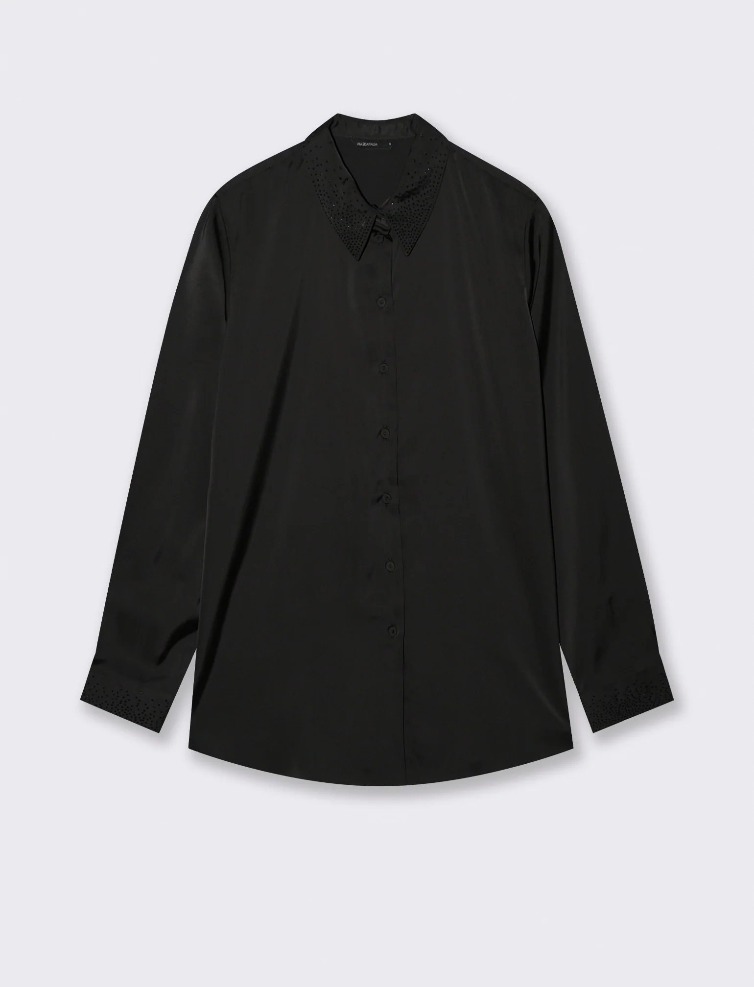 CAMICIA IN SATIN CON STRASS - Nero