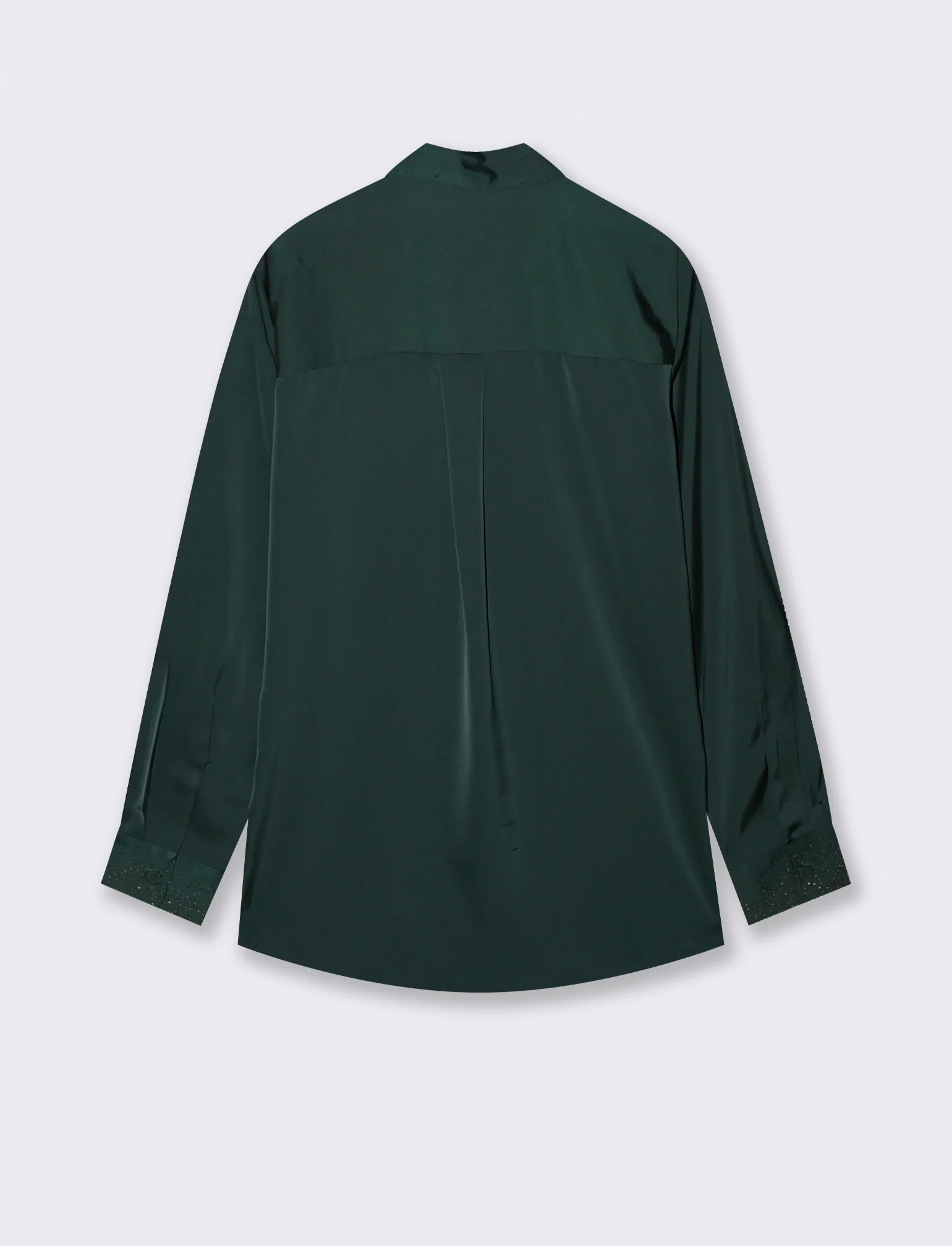 CAMICIA IN SATIN CON STRASS - Verde bosco - Image 2