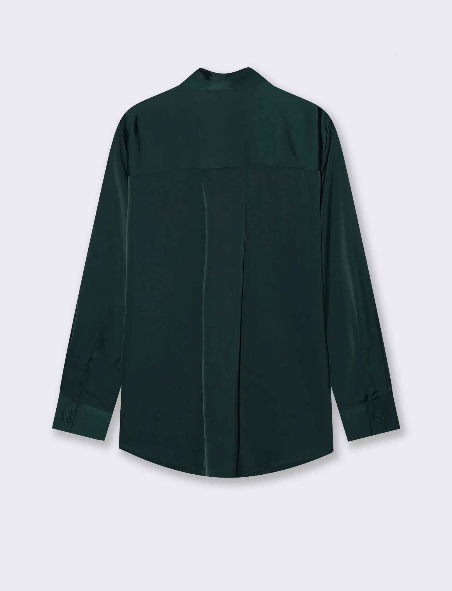 CAMICIA IN SATIN - Verde bosco - Image 2