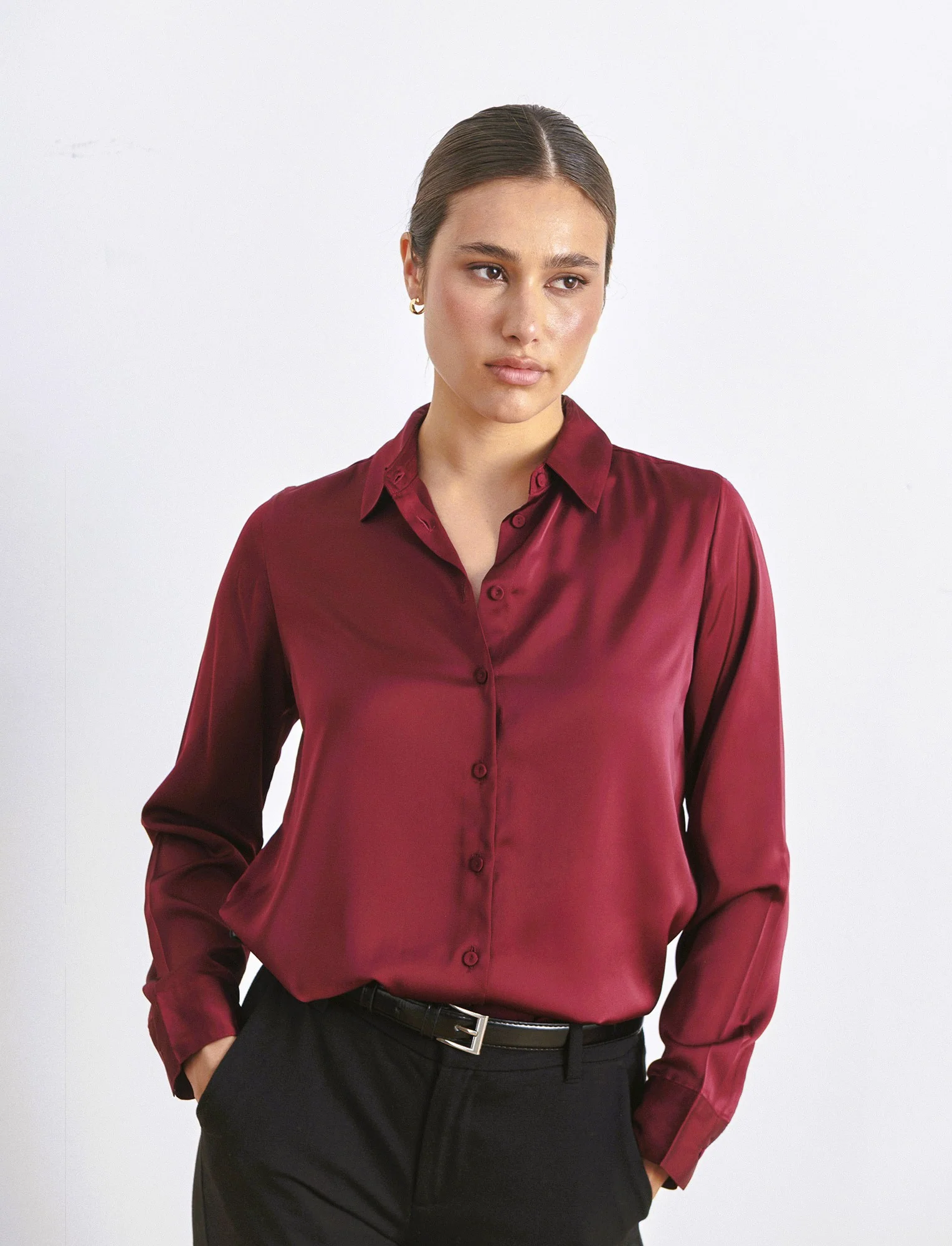 CAMICIA IN SATIN - Vinaccia - Image 3