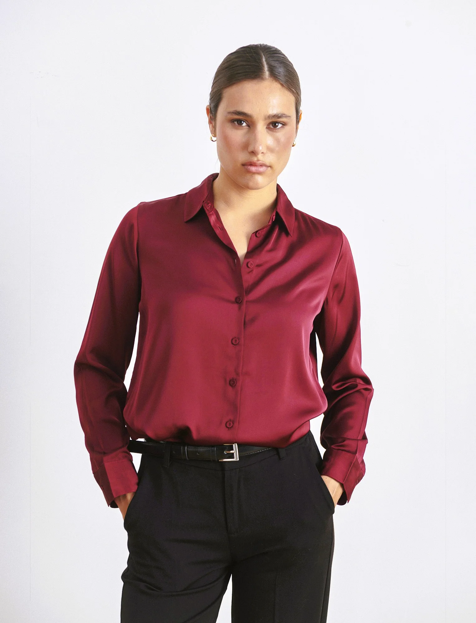 CAMICIA IN SATIN - Vinaccia - Image 4