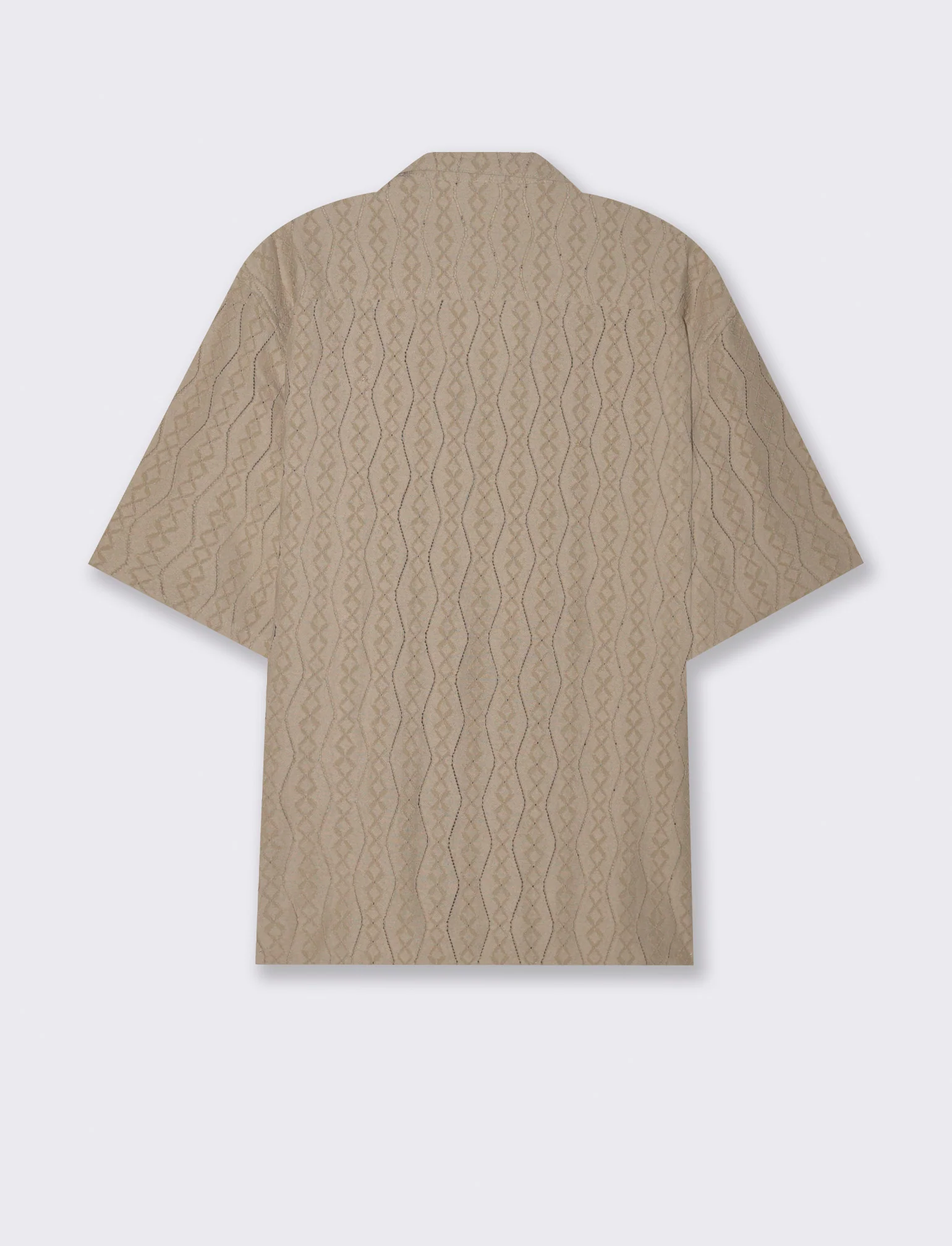 Camicia in tessuto a fantasia jacquard da uomo - Beige - Image 2