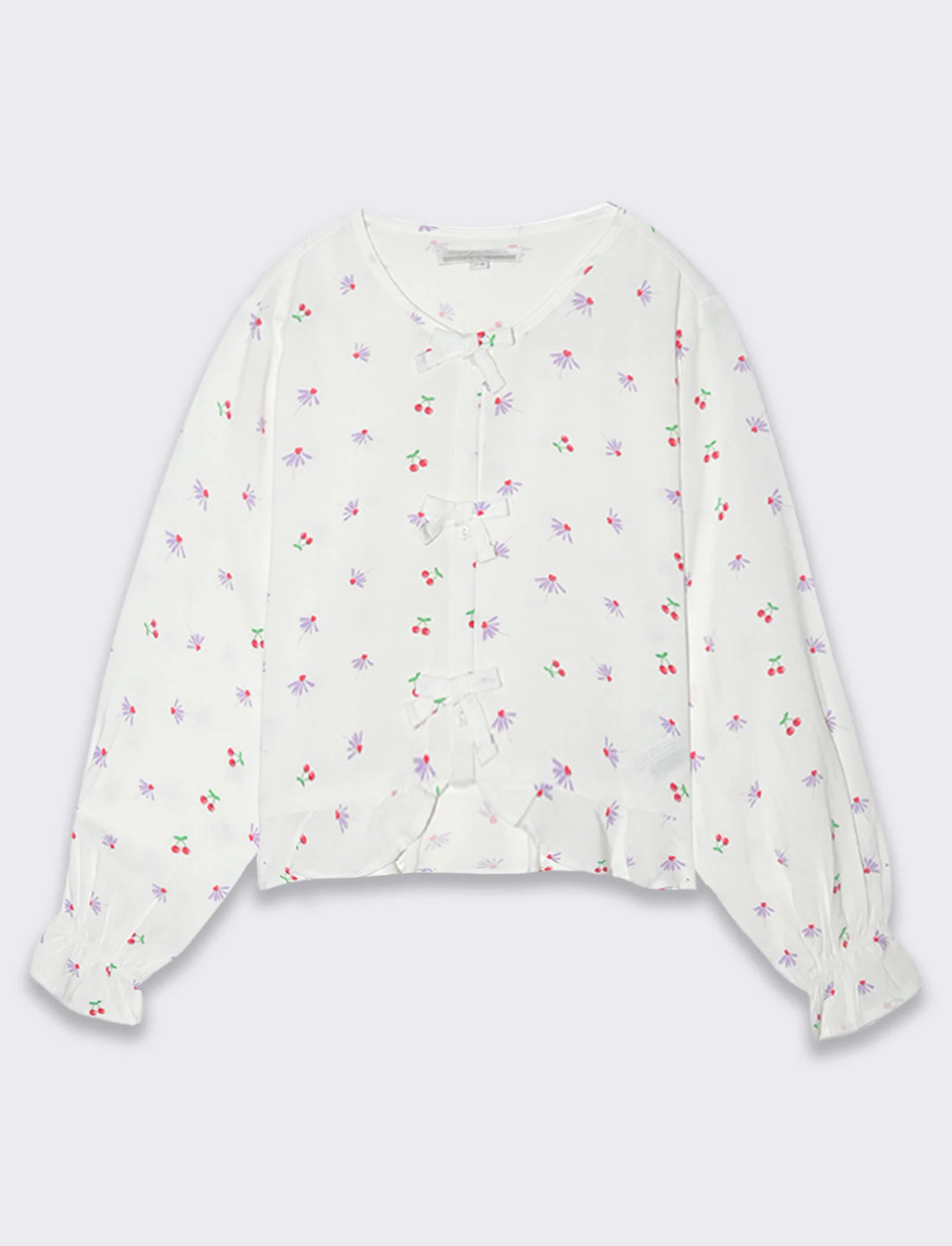 Camicia in viscosa stampata da bambina - Bianco latte - Image 3