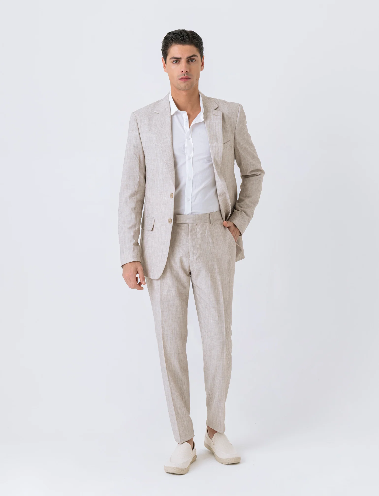 Camicia in voile da uomo - Bianco - Image 2